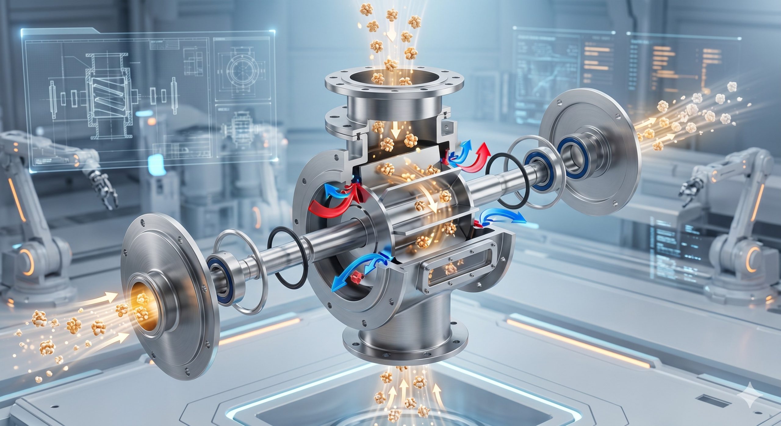 Sanitary Rotary Valve, Doebritz Airlock, Stainless Steel 316L / FDA Compliant & ATEX Certified scenario 2