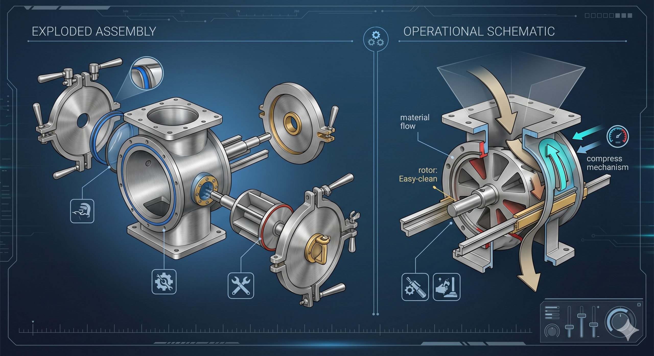 Easy-clean Rotary Valve, Doebritz Airlock, ATEX Certified / Minimal Air Leakage scenario 2
