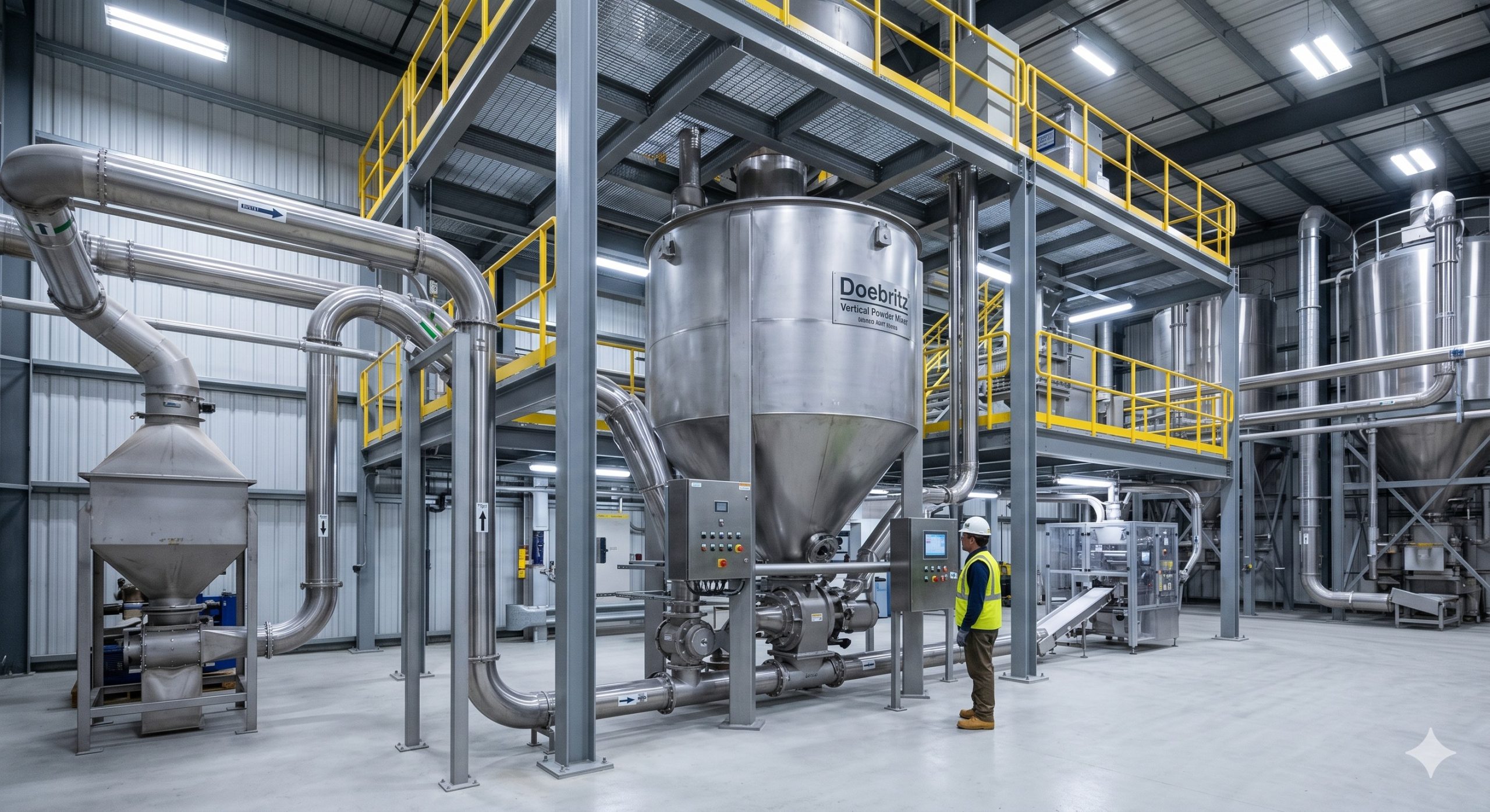 Vertical Powder Mixer, Doebritz Industrial Mixer, 1000L Capacity / ATEX Certified for Explosive Dust scenario 1