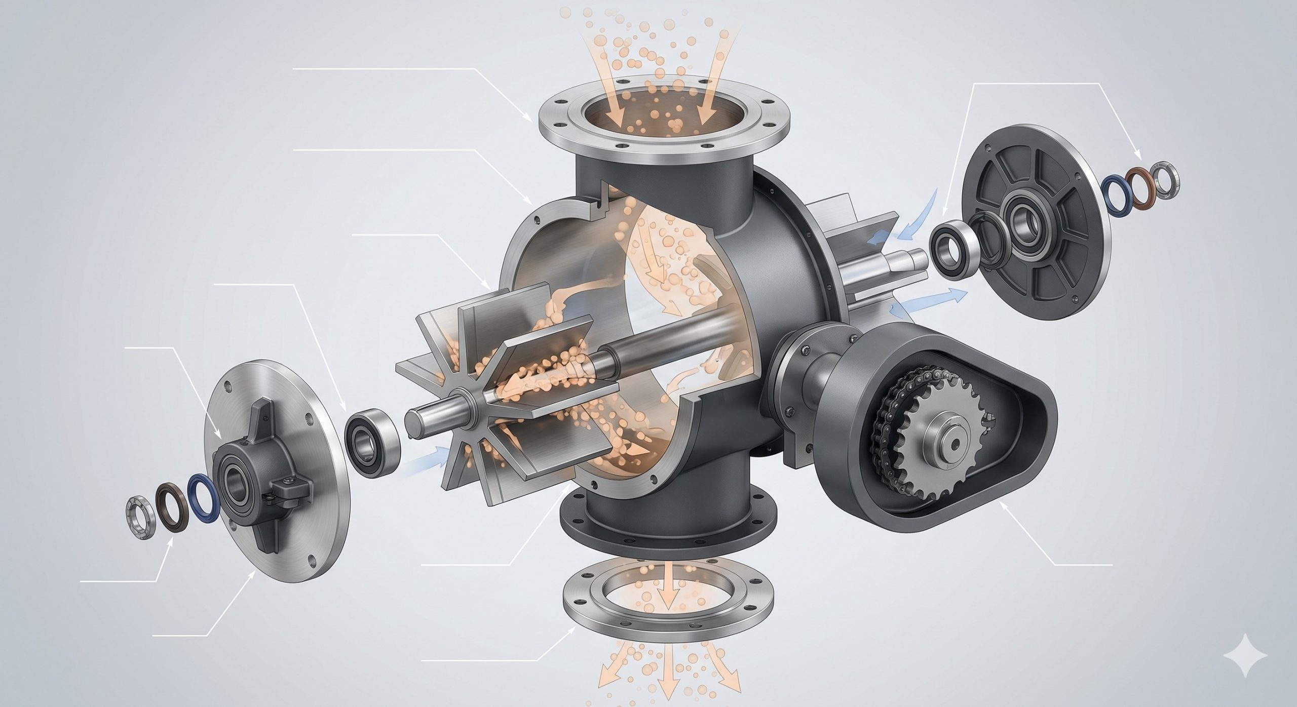 Heavy-Duty Rotary Airlock Valve, Doebritz Industrial Feeder, 40 m³/h / ATEX Certified scenario 2