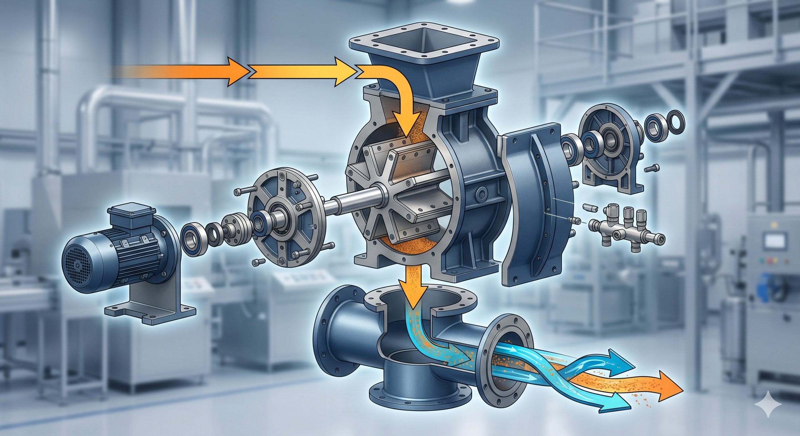 Blow-Through Rotary Valve, Doebritz Airlock, High-Pressure Conveying / ATEX Certified scenario 2