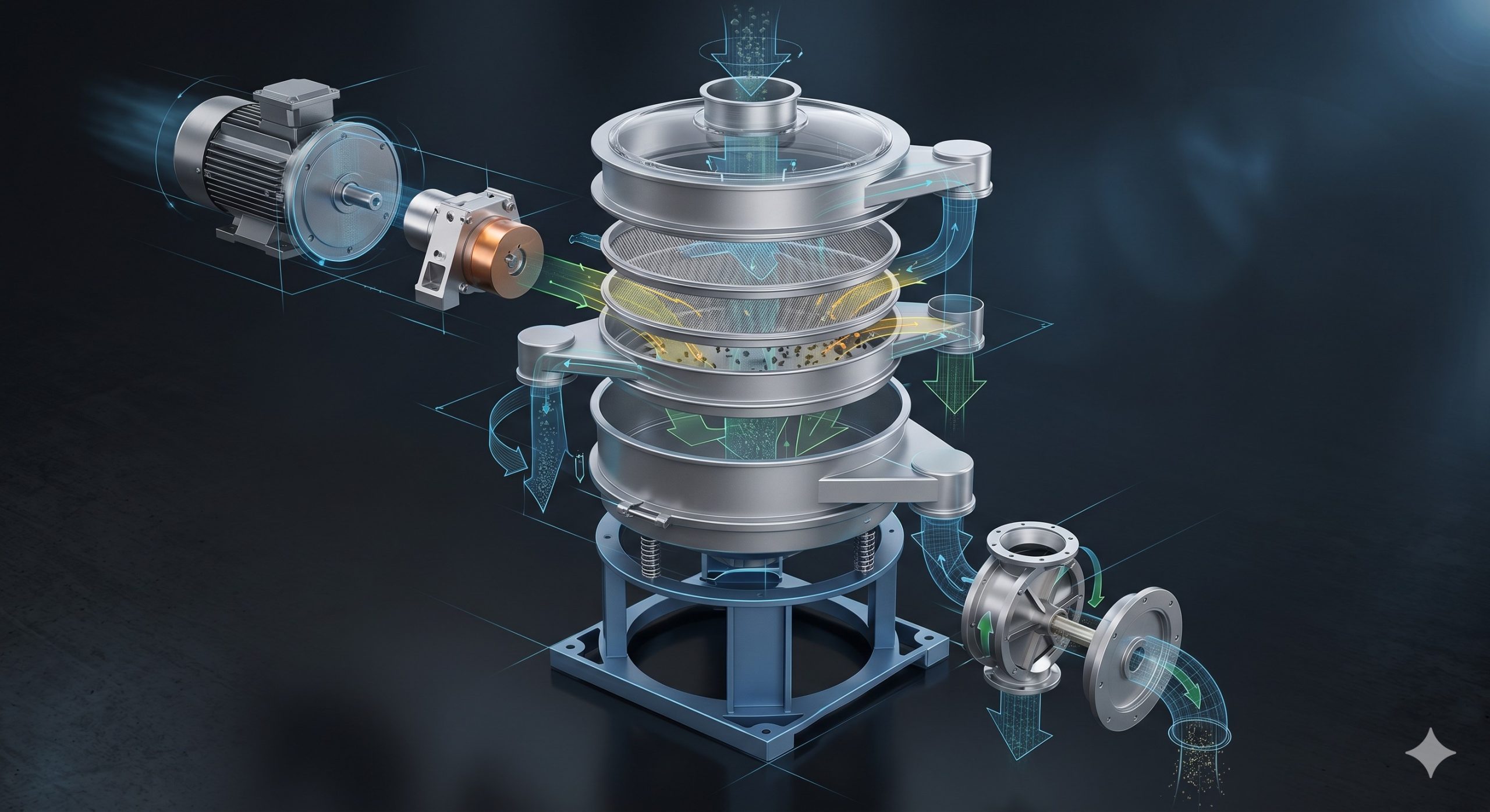 Rotary Vibrating Sieve, Doebritz Rotary Sifter, 1500kg/h Capacity / ATEX Certified scenario 2