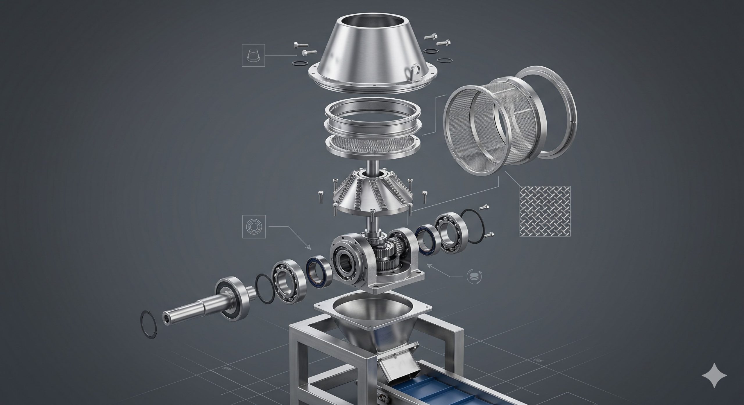 Under-driven Cone Mill, Doebritz Industrial Cone Mill, 316L Stainless Steel / CIP Capable scenario 2