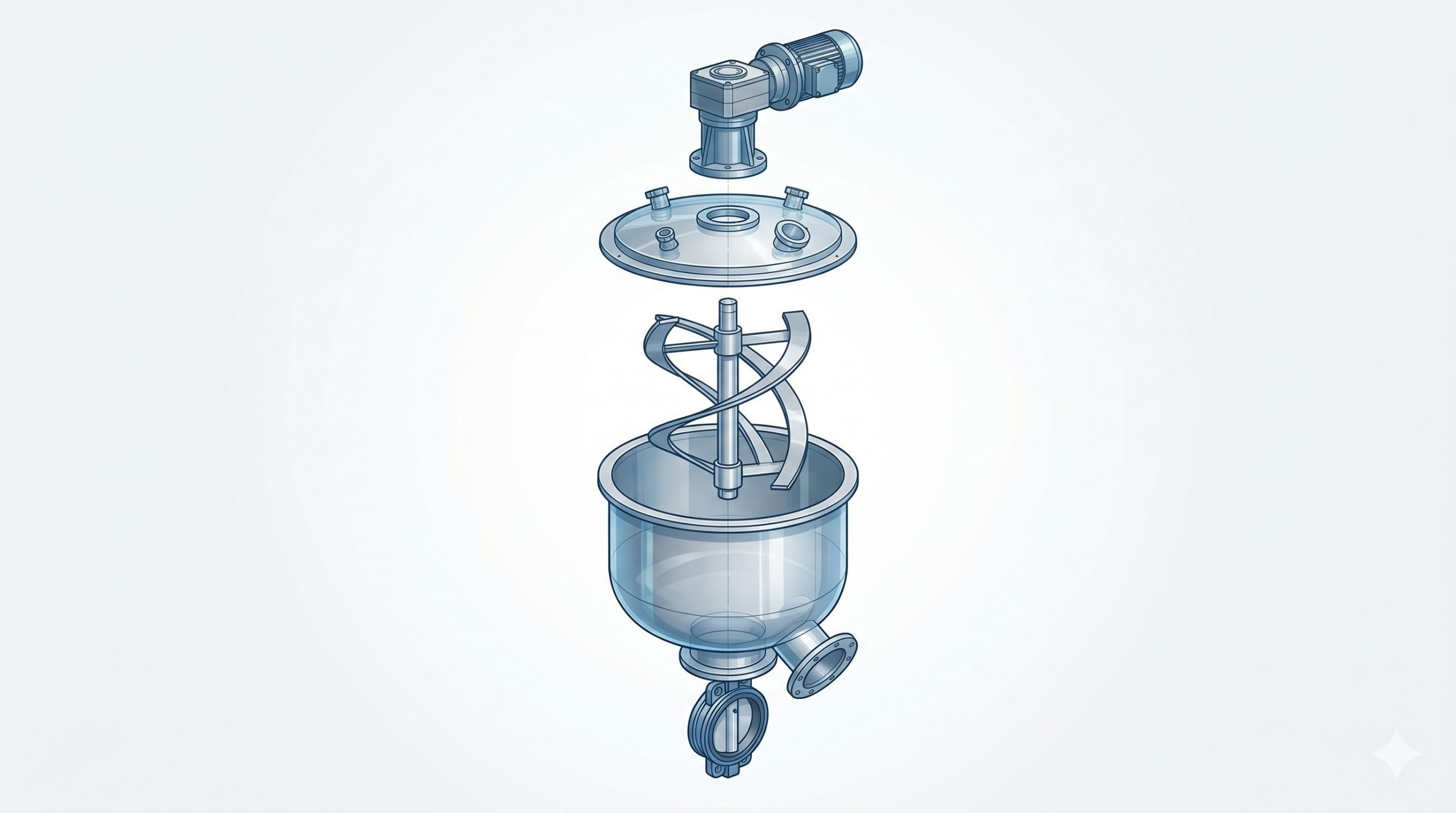 Food Grade SS304 Vertical Ribbon Mixer, Doebritz Industrial Blender, 10-5000L Capacity / CIP Hygienic Design scenario 2