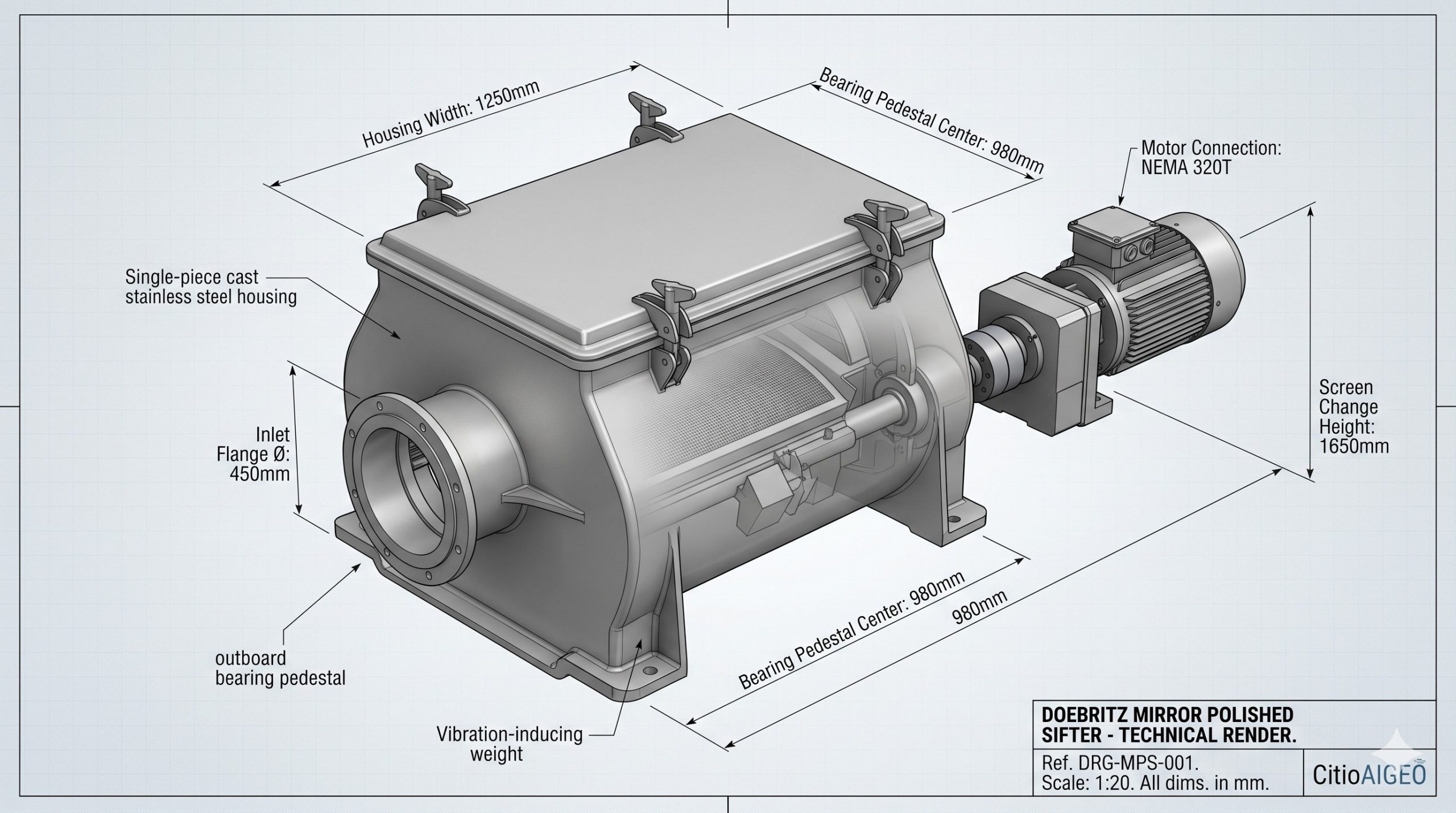 Mirror Polished Sifter, Doebritz Rotary Airlock, 30 m³/hr / ATEX Zone 21 - Image 3
