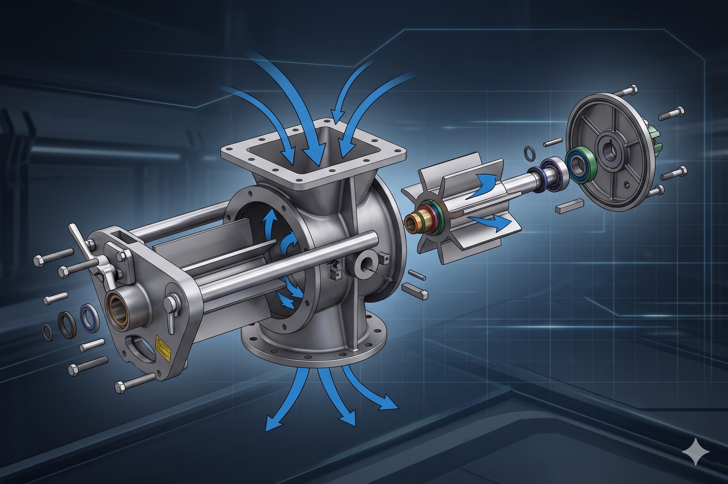 Quick-Clean Demountable Valve: Doebritz Carbon steel painted Quick-release rotary valve | Sanitary Processing Standard scenario 2