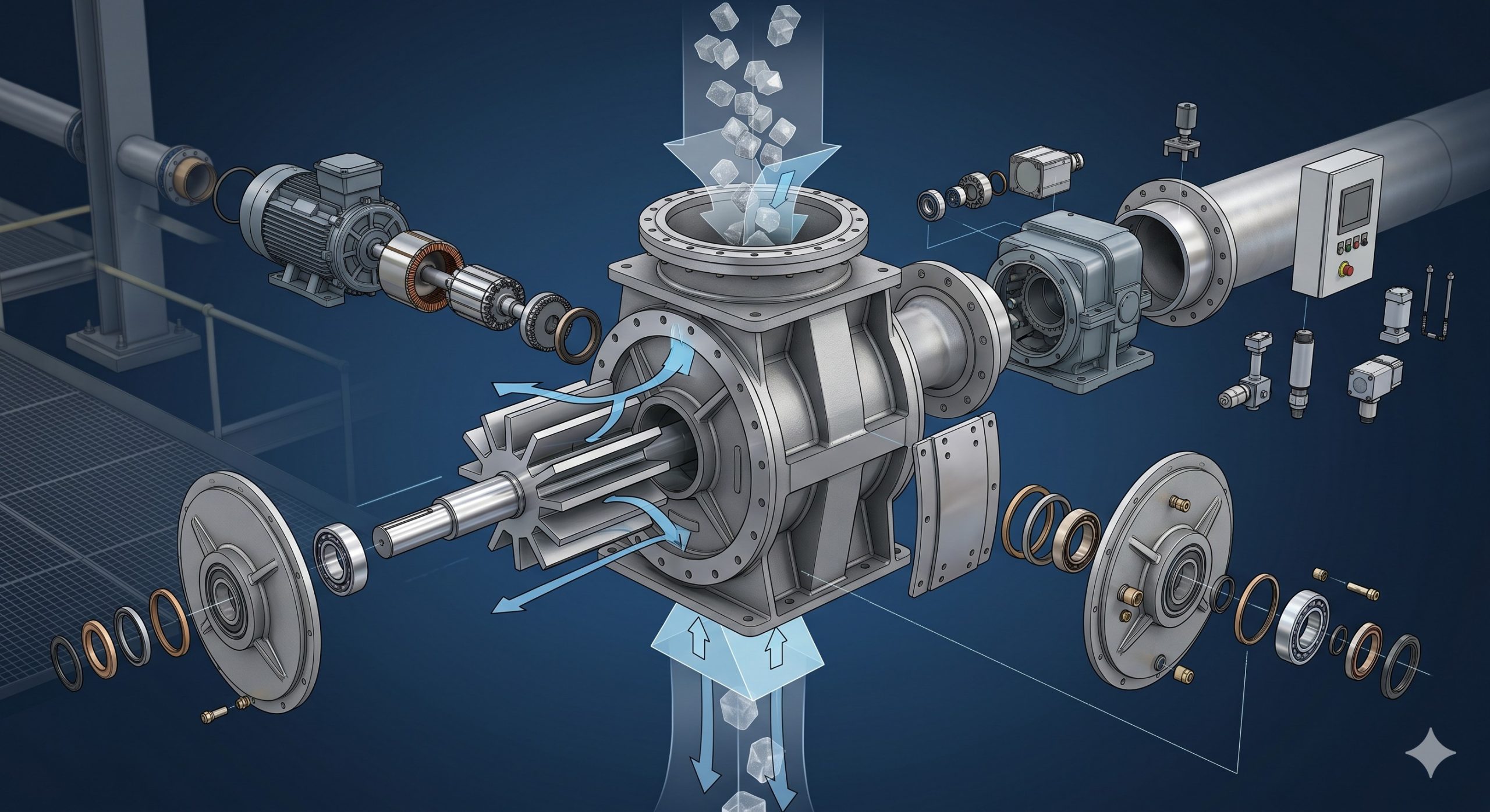 Power Plant Rotary Valve, Doebritz Airlock, Cast Iron / ATEX Certified / Up to 1000 TPH scenario 2