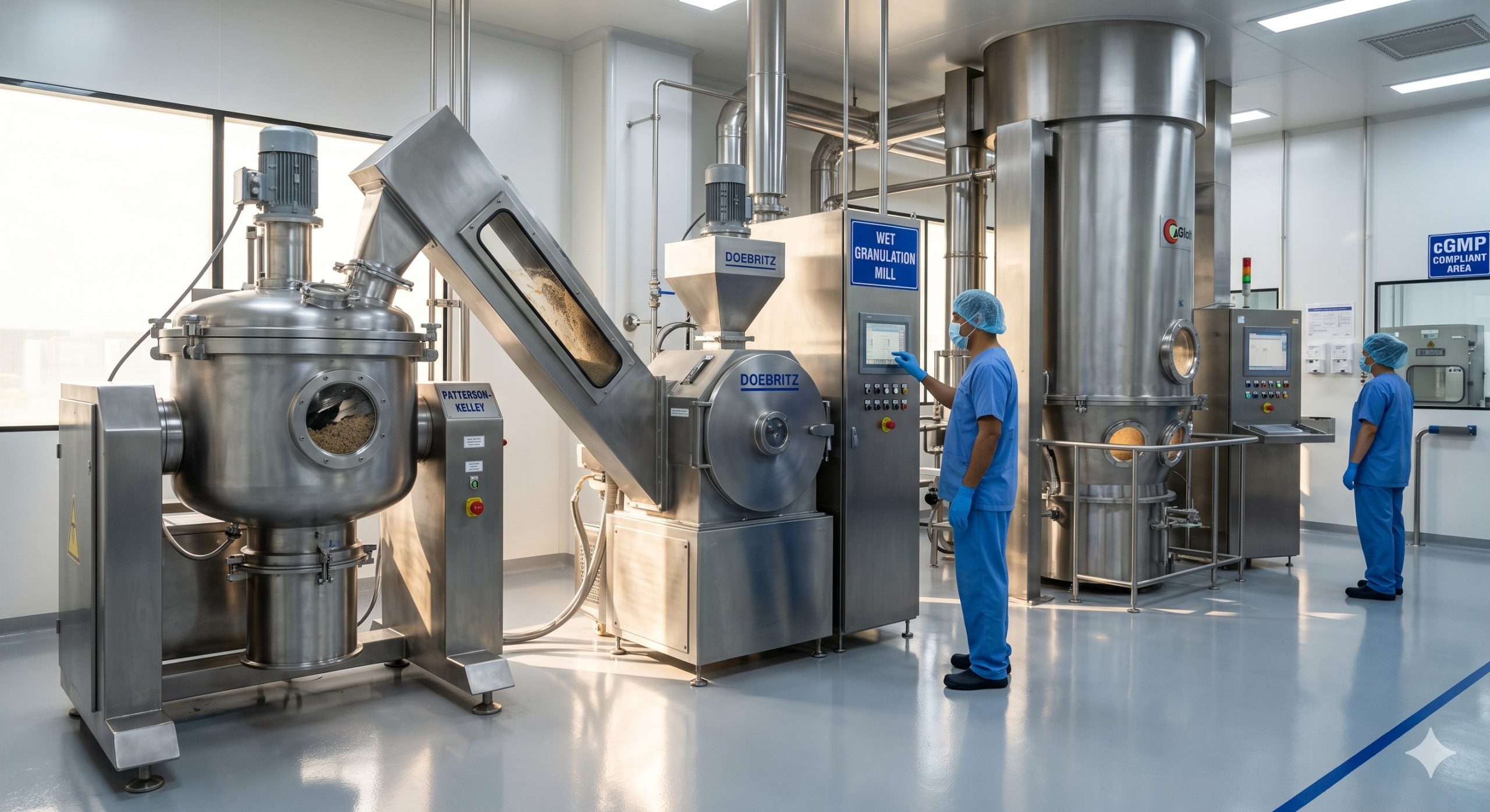 Wet Granulation Mill, Doebritz Rotary Processing Mill, 0.5-5 t/h / ATEX Certified / Inline Wet Milling scenario 1