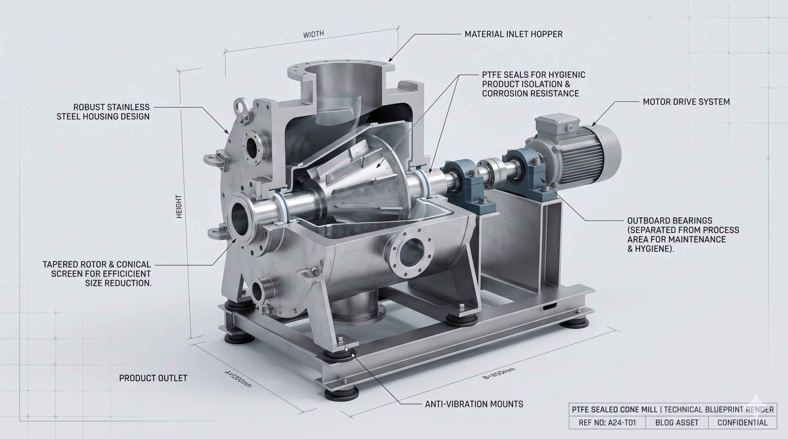 ATEX Zone 20/21 Compliant Valve: Doebritz PTFE Sealed Cone Mill | Certified Explosion Safety for Heavy-Duty Powder Processing - Image 3