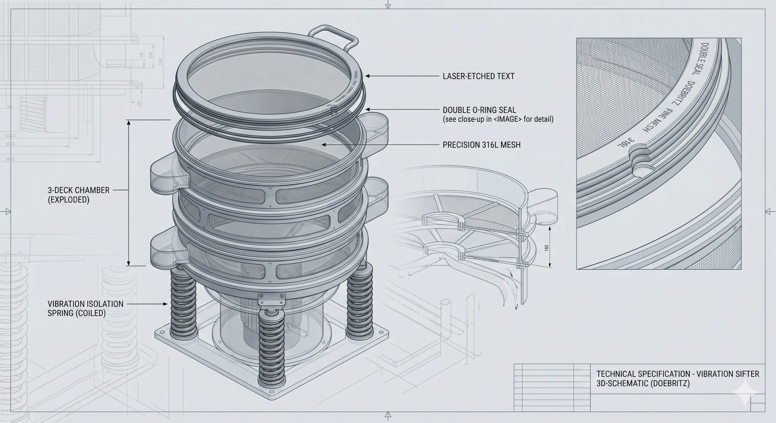 Customizable OEM Industrial Valve: Doebritz Fine Mesh Vibration Sifter | Direct Gearmotor Options & ATEX Compliance - Image 3