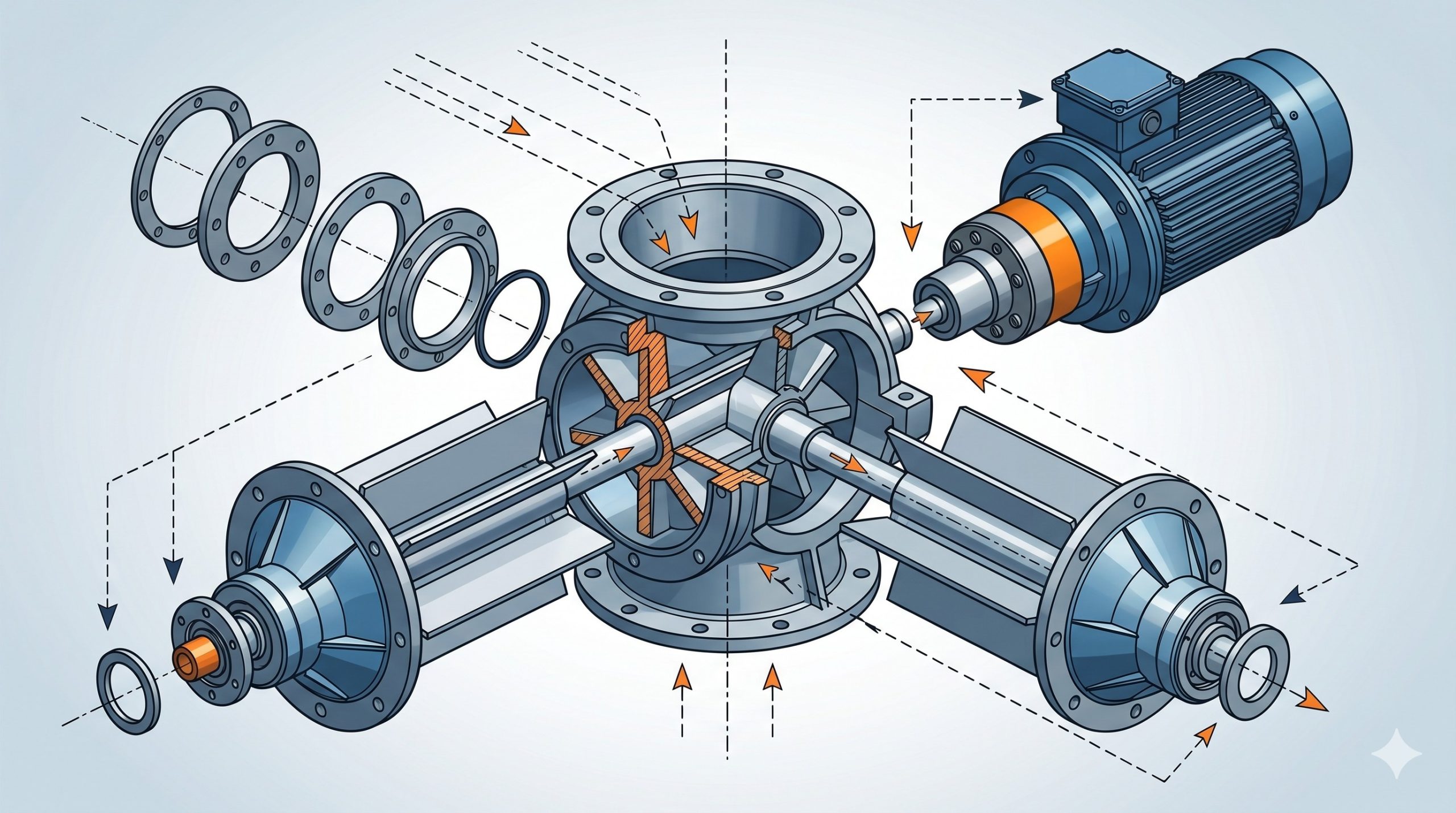 Doebritz Direct-drive Rotary Valve: Cast Iron / Stainless Steel - Minimal Air Leakage scenario 2