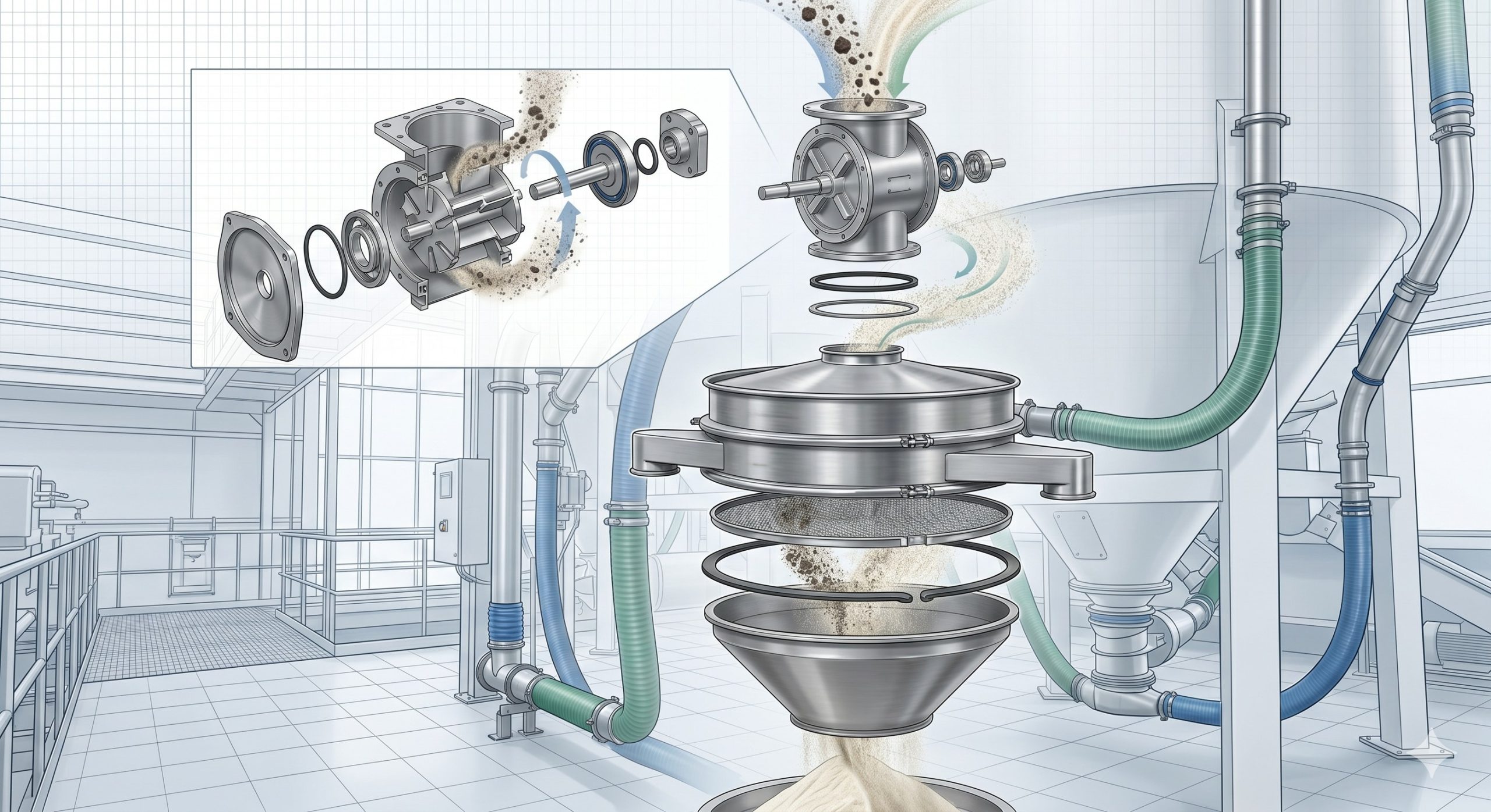 Food Grade Vibration Sifter, Doebritz Industrial Sieving Machine, Stainless Steel 316L / ATEX Certified scenario 2