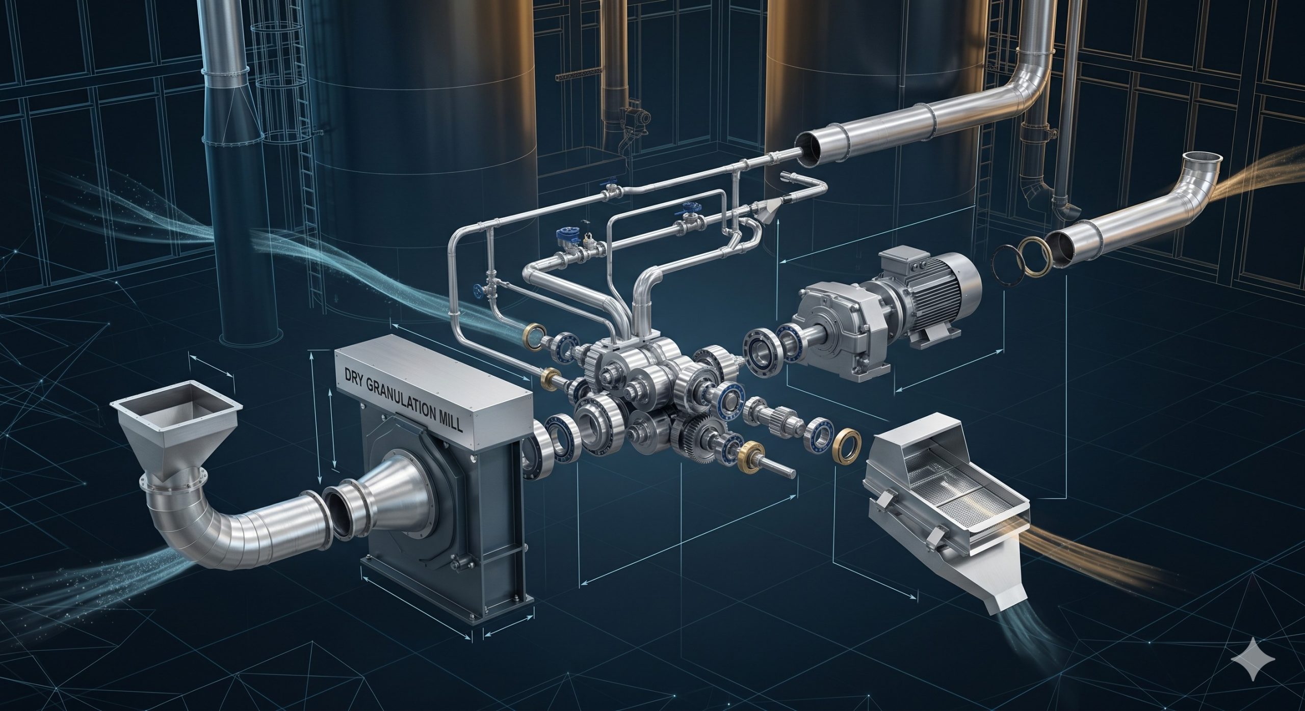 Dry Granulation Mill, Doebritz Industrial Mill, High-Shear / ATEX Certified scenario 2