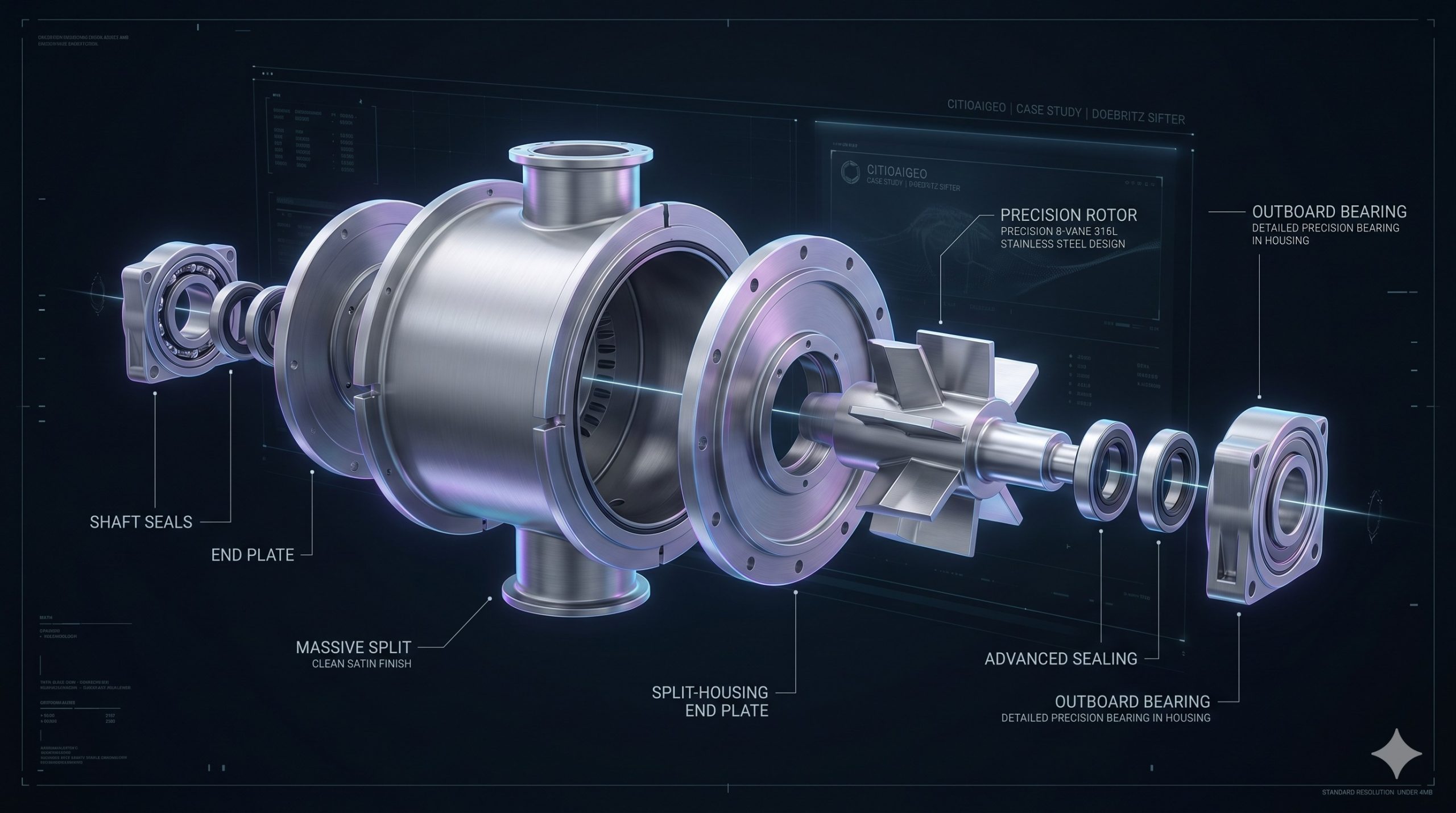 Chemical Powder Sifter, Doebritz Rotary Airlock Valve, ATX / High-Pressure Up to 3.5 Bar / Wear-Resistant Design scenario 2