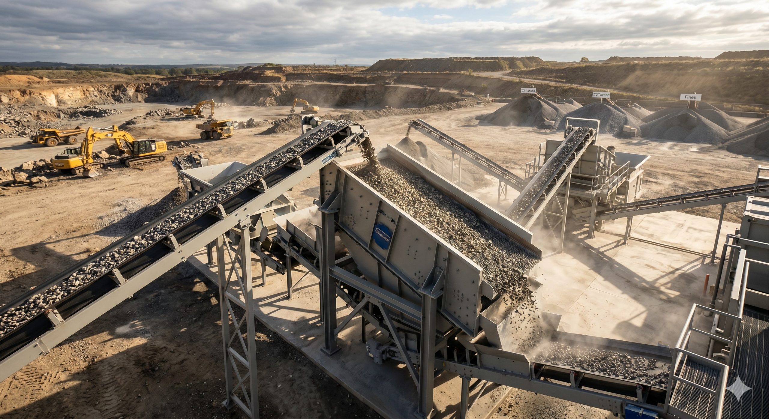 Inclined Vibrating Screen, Doebritz Screening Classifier, 250 TPH / ATEX Certified / Heavy-Duty Dewatering scenario 1