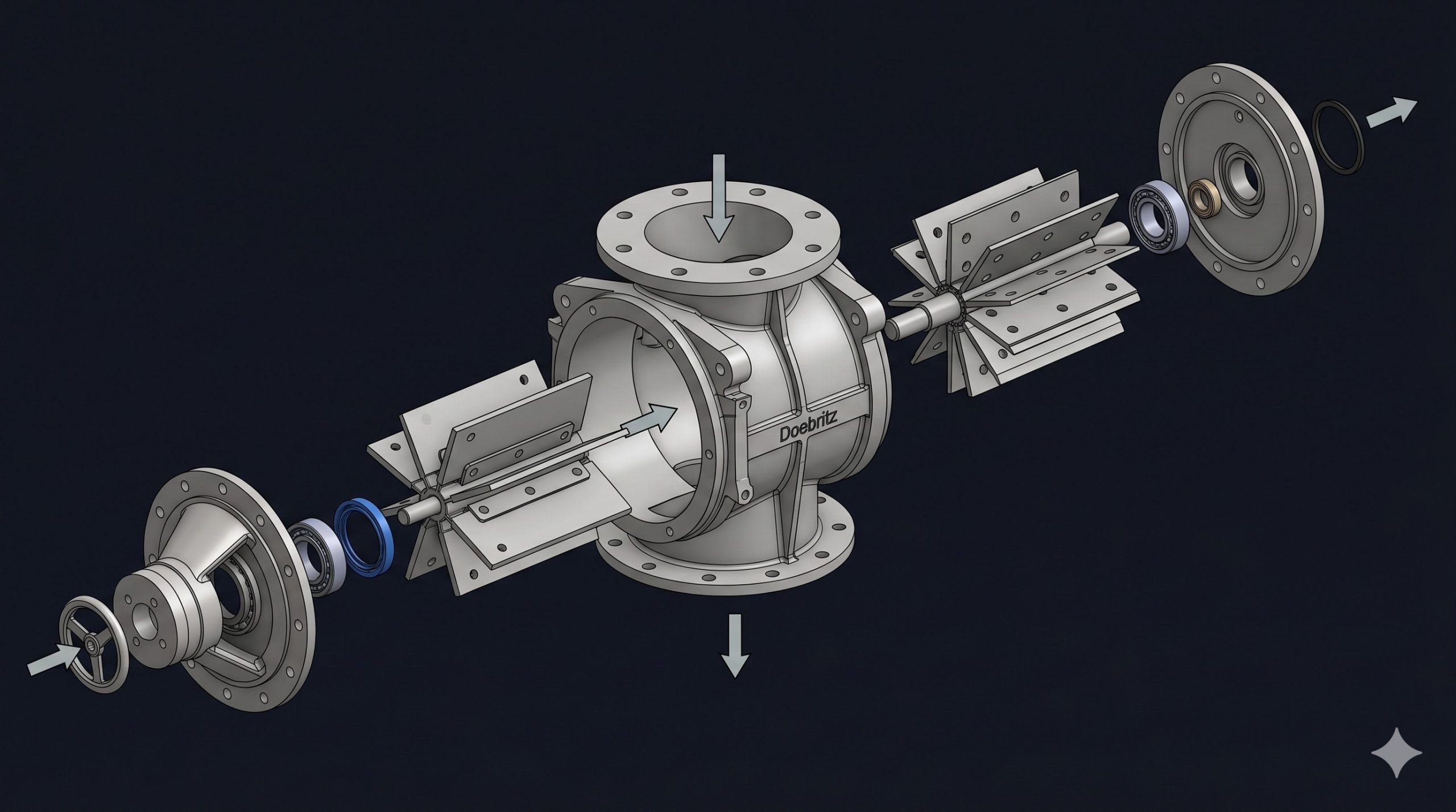Doebritz Adjustable Blade Rotary Valve: Cast Iron / Stainless Steel - Minimal Air Leakage & ATEX Ready scenario 2