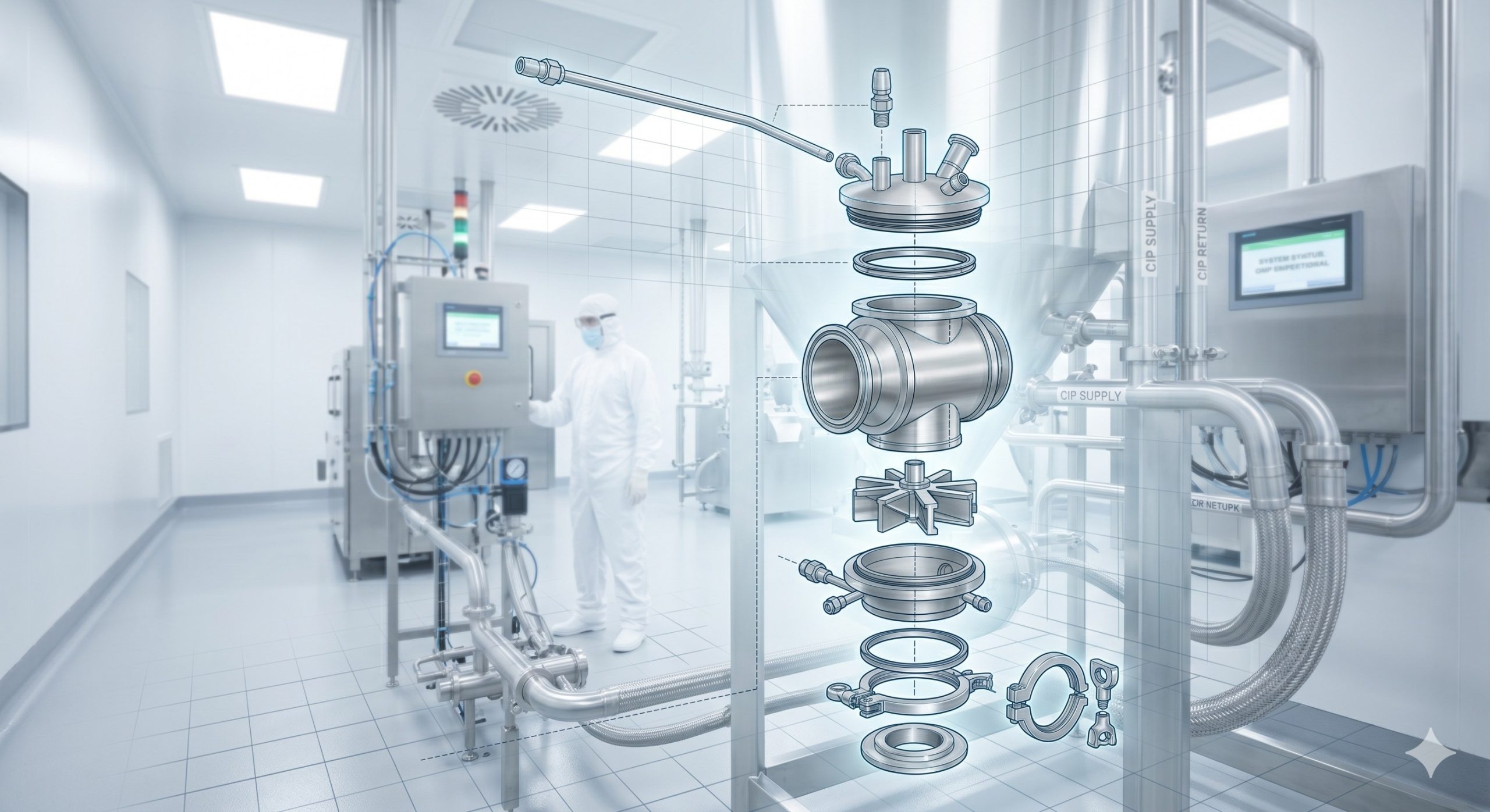 Quick-Clean Demountable Valve: Doebritz SUS304 Quick-release rotary valve | Sanitary Processing Standard with ATEX Zone 20/21 scenario 2