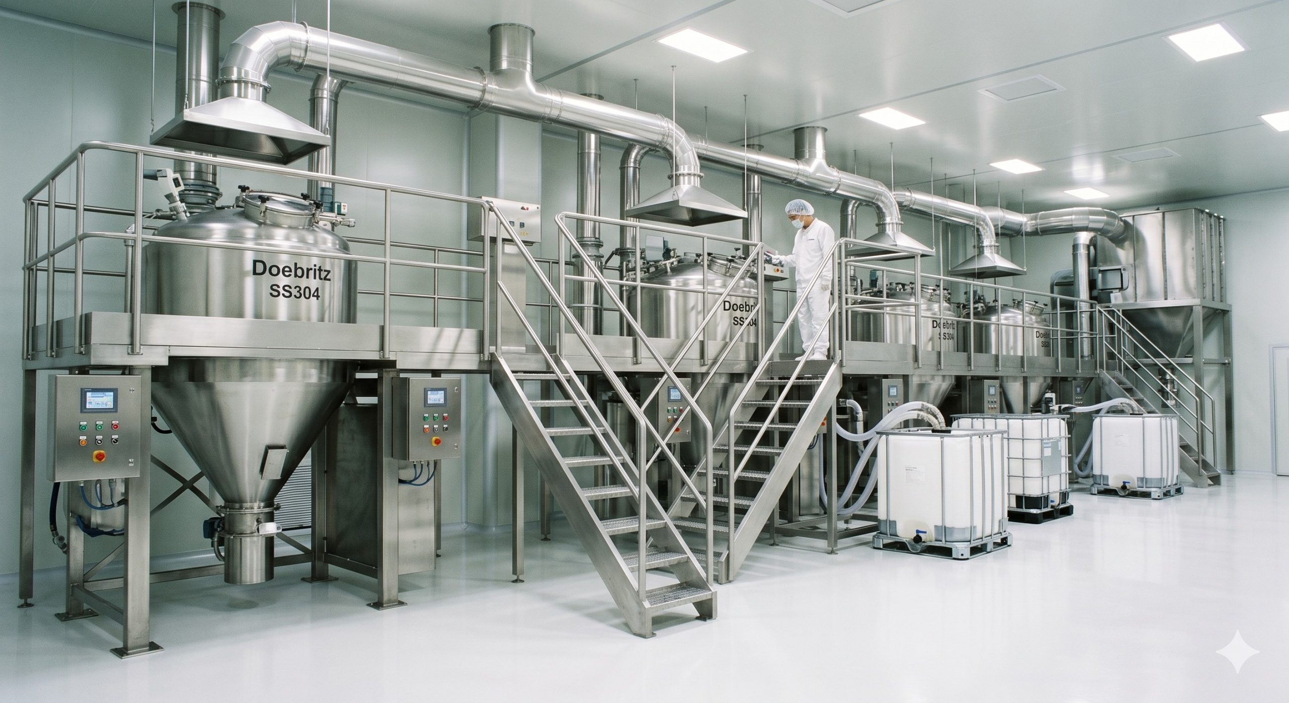 SS304 Vertical Powder Mixer for Food Industry, Doebritz Powder Blender, 300L Capacity / CIP Design scenario 1