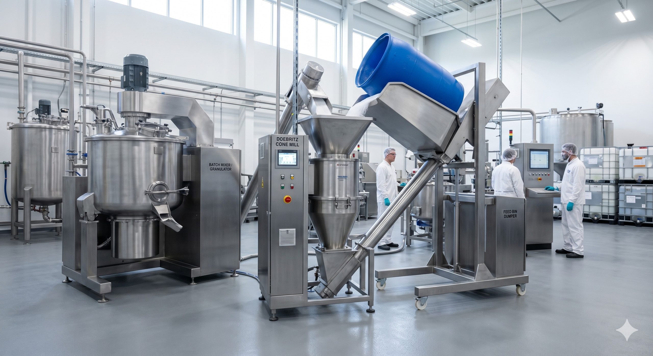 Under-driven Cone Mill, Doebritz Industrial Cone Mill, 316L Stainless Steel / CIP Capable scenario 1