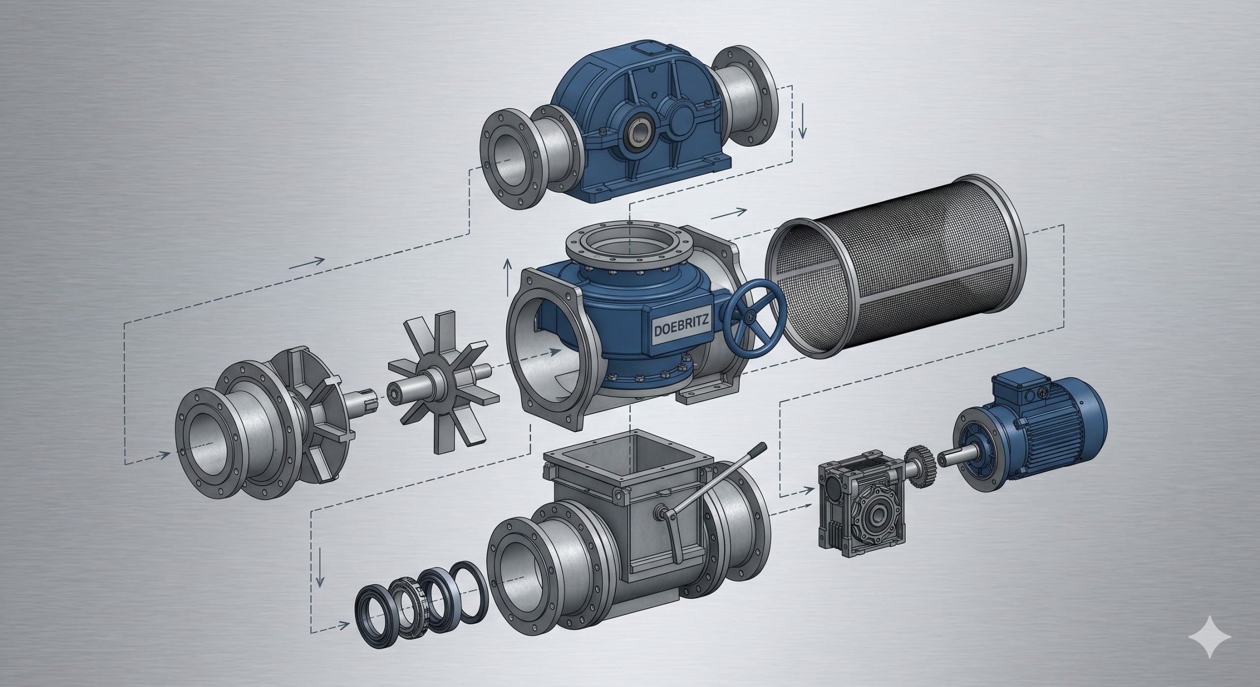 Doebritz Interchangeable Screen Rotary Valve: Cast Iron / Stainless Steel - Minimal Air Leakage (ATEX Ready) scenario 2