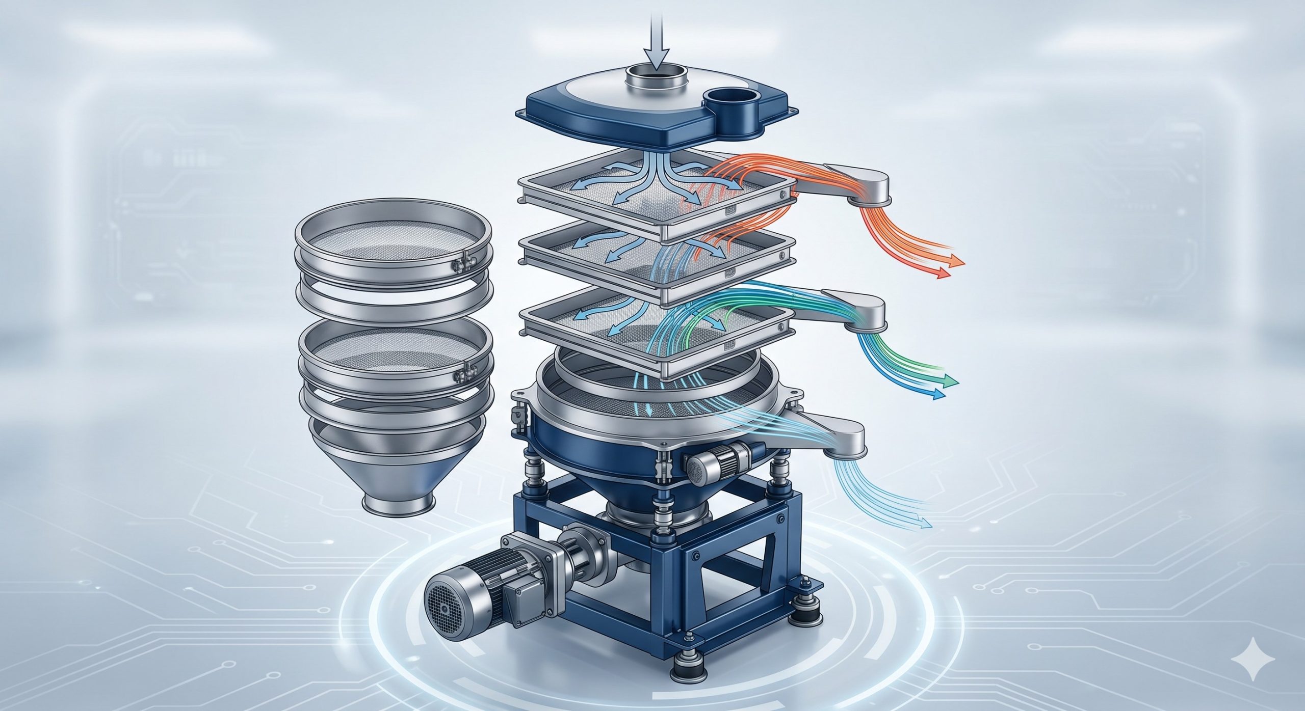 Multi-deck Vibration Sifter, Doebritz Separator, 4,000 kg/h / ATEX Certified for Powder & Pellet scenario 2