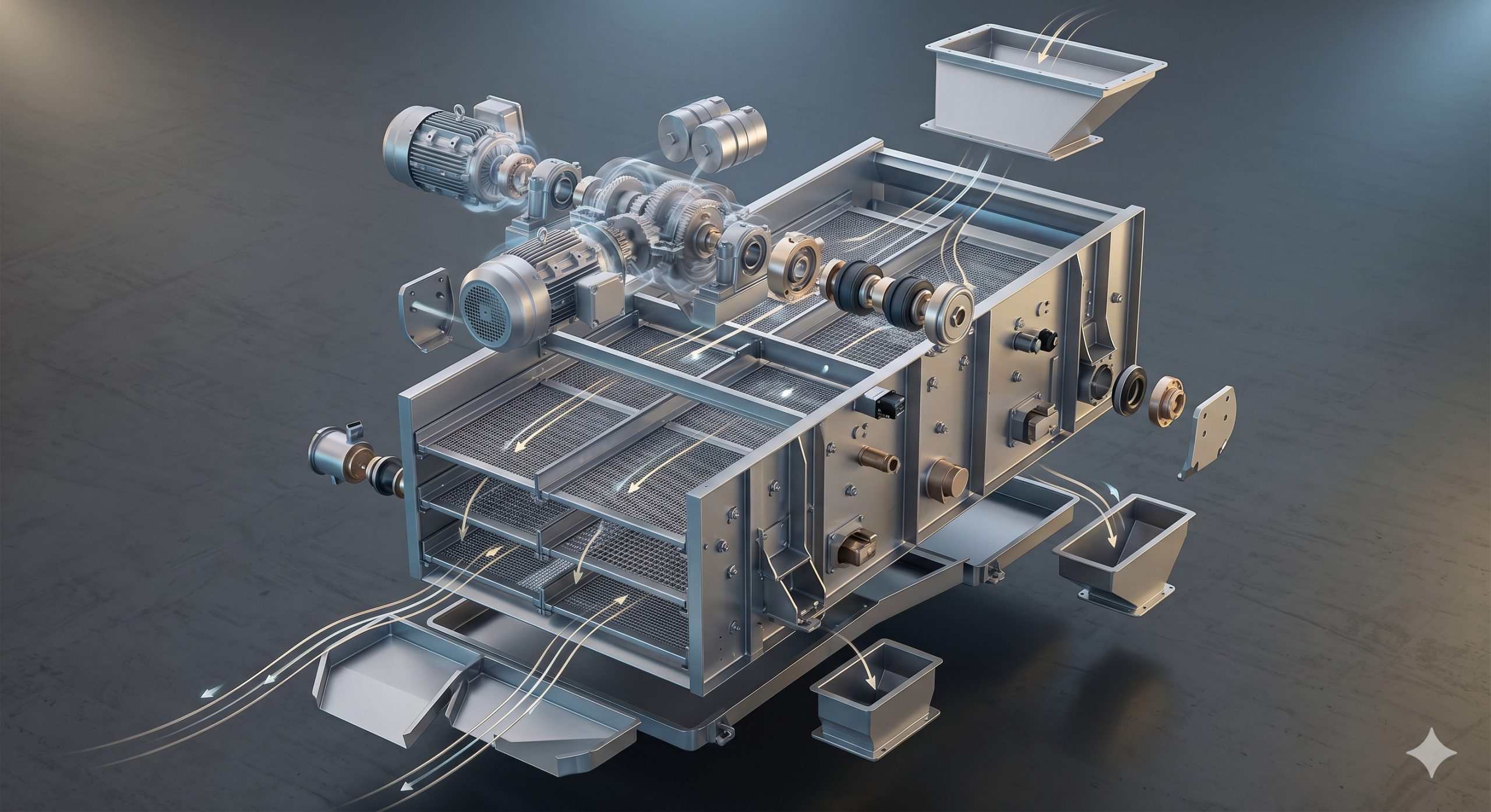 Inclined Vibrating Screen, Doebritz Screening Classifier, 250 TPH / ATEX Certified / Heavy-Duty Dewatering scenario 2