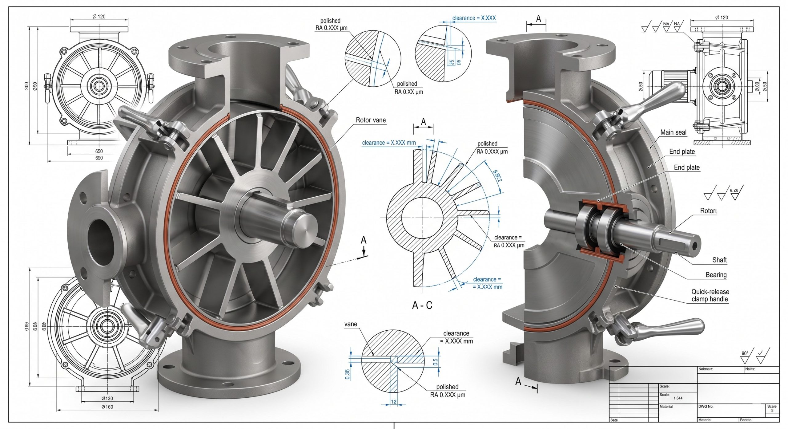 FDA Compliance in Material Handling: Quick-Clean and Demountable Biscuits Quick-release airlock valve details