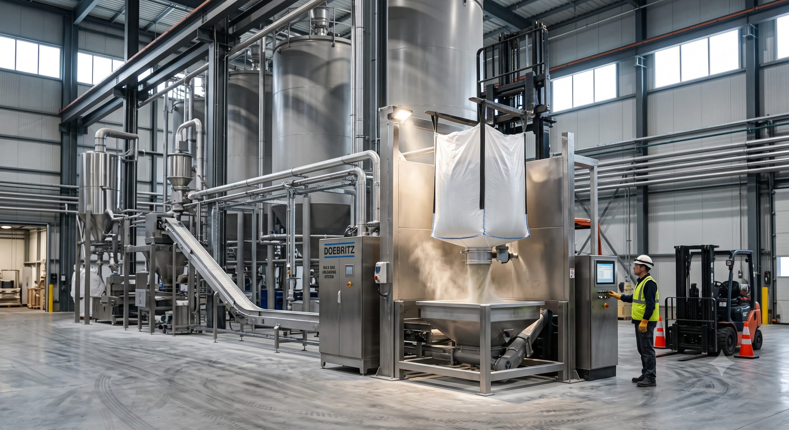 Doebritz Bulk Bag Unloading Station: ATEX Certified Dense Phase Feeder | CNC-Machined Cast Housing scenario 1