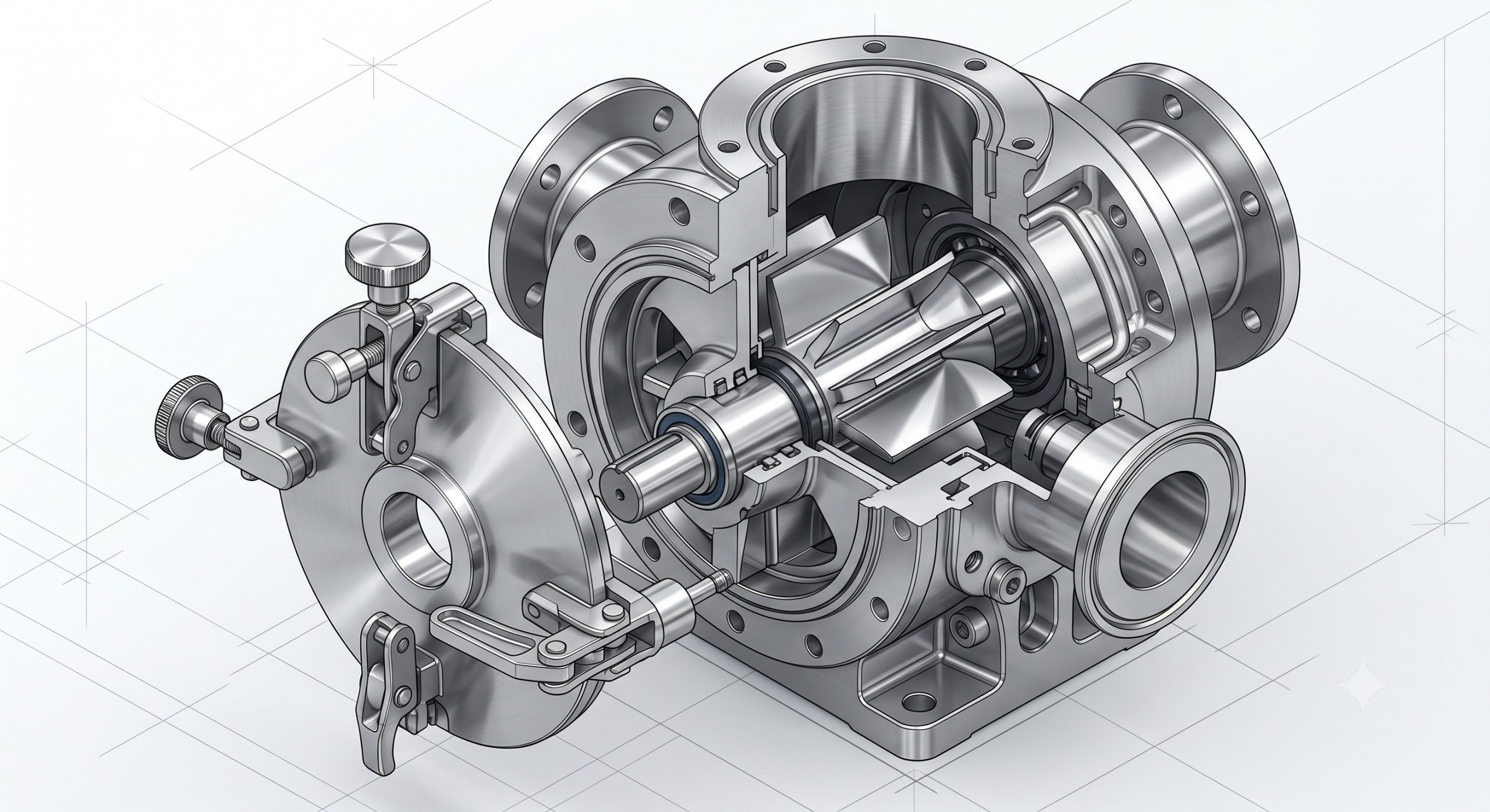 FDA Compliance in Material Handling: Quick-Clean and Demountable Doebritz Starch Quick-release rotary valve details