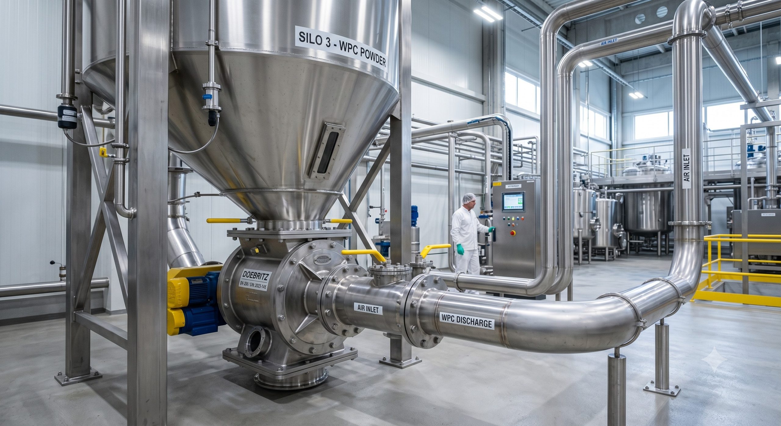 Quick-Clean Demountable Valve: Doebritz Whey Powder Quick-release rotary valve | Sanitary Processing Standard scenario 1