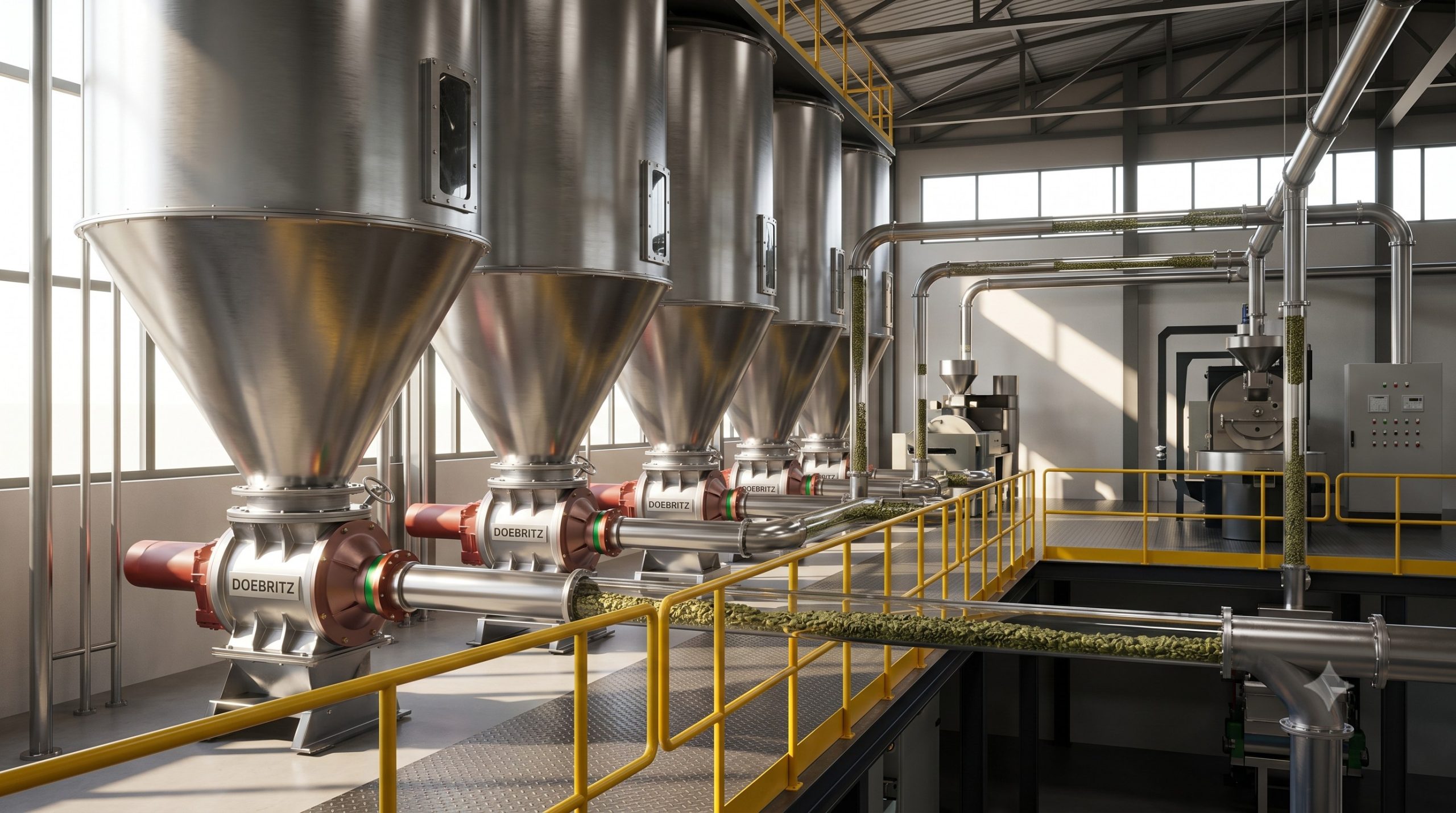 Quick-Clean Demountable Valve: Doebritz Coffee Quick-release rotary valve | Sanitary Processing Standard for Hygienic Coffee Handling scenario 1
