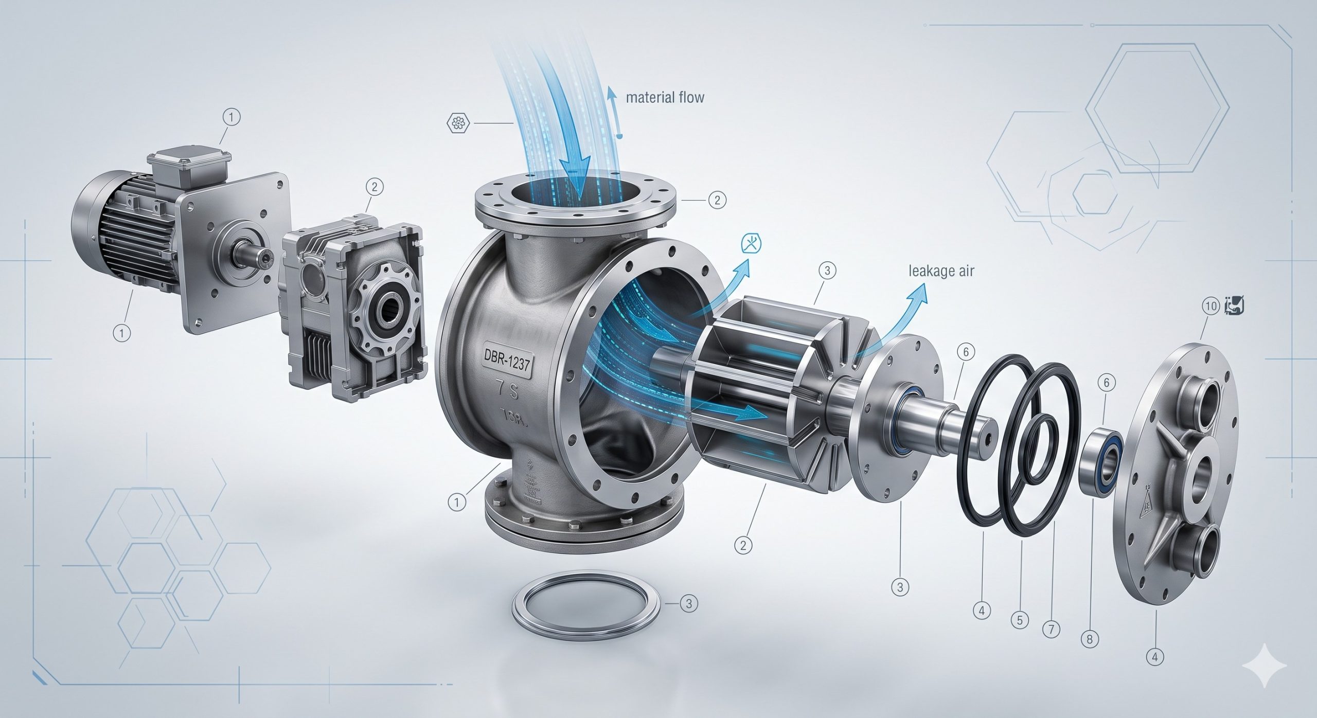 ATEX Zone 20/21 Compliant Valve: Doebritz DBR-1237 | Certified Explosion Safety Rotary Airlock scenario 2