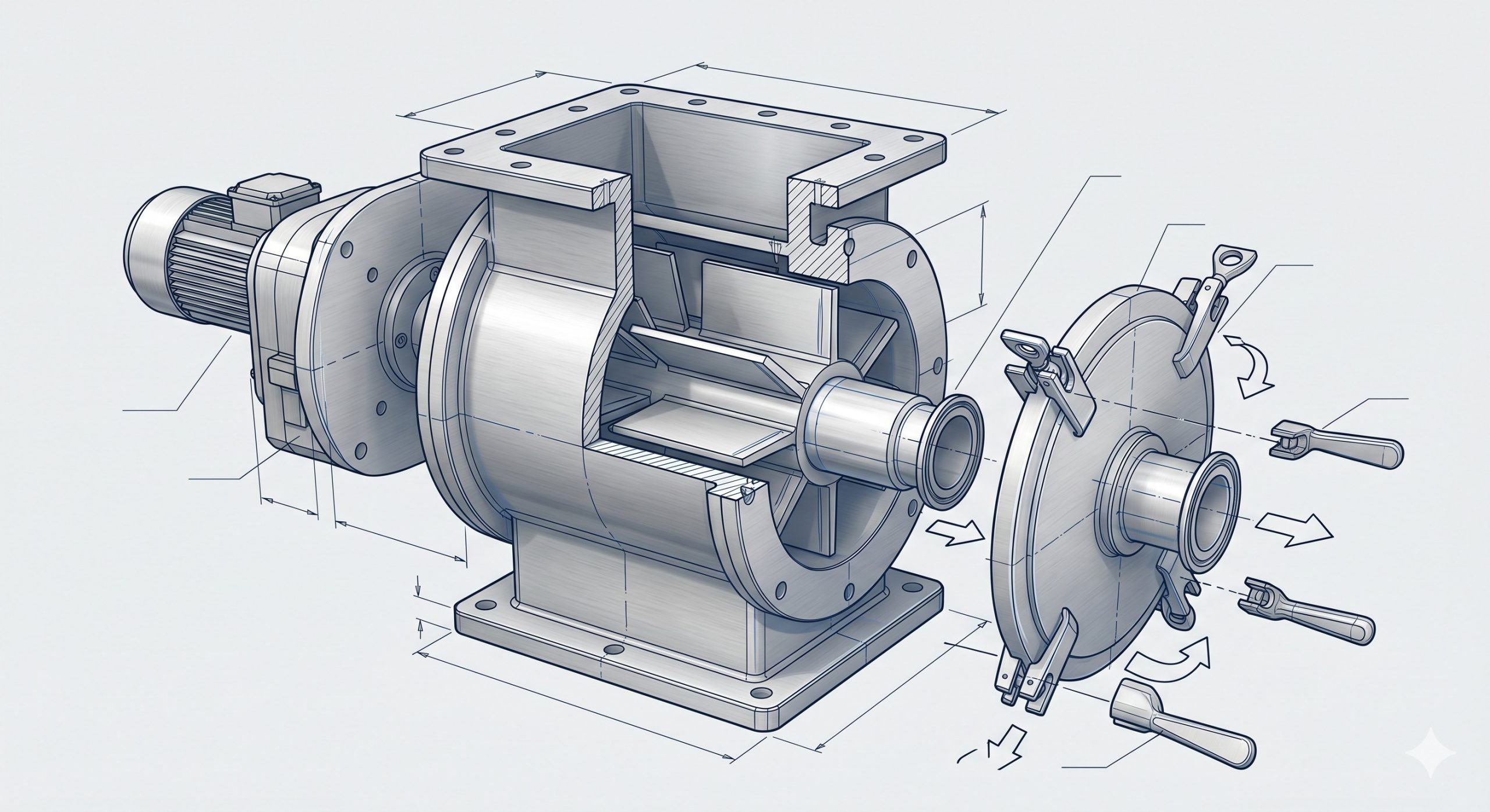 Sanitary ATEX Quick-Clean Valve: Doebritz SUS316L Airlock Feeder | Hygienic CIP/SIP Ready - Image 3