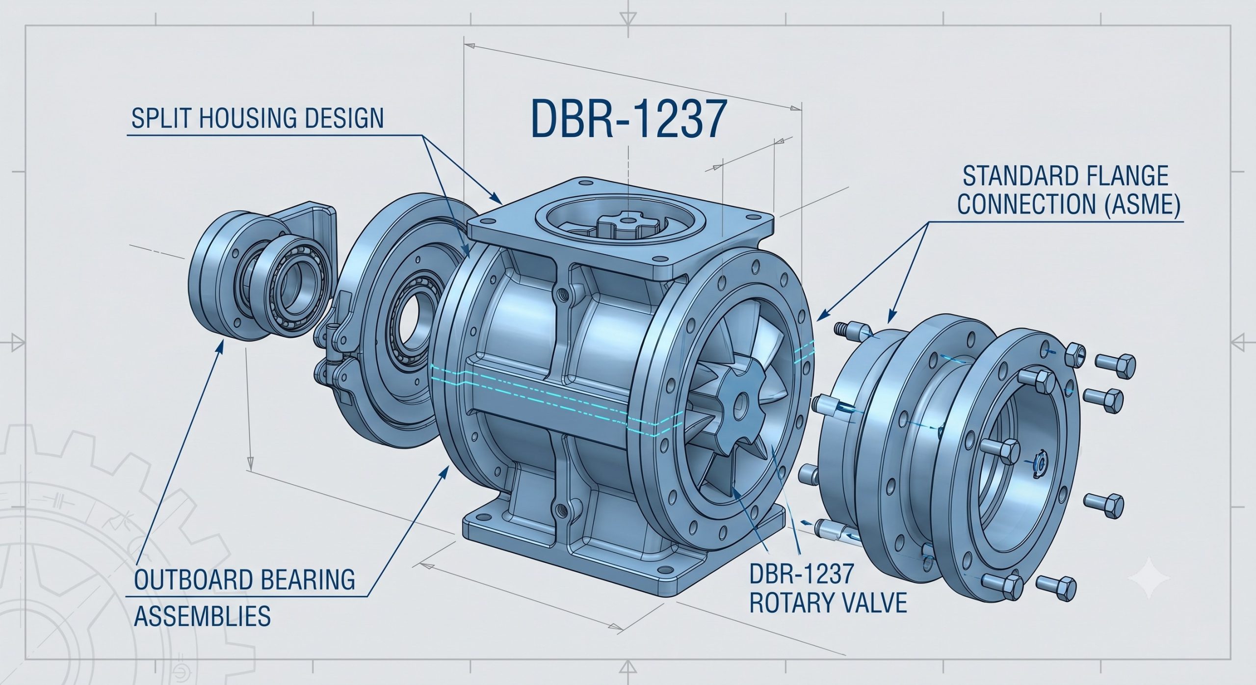Doebritz DBR-1237 Baking Products Star Discharge Valve | Sanitary Quick-Release Rotary Valve for Food Processing - Image 3