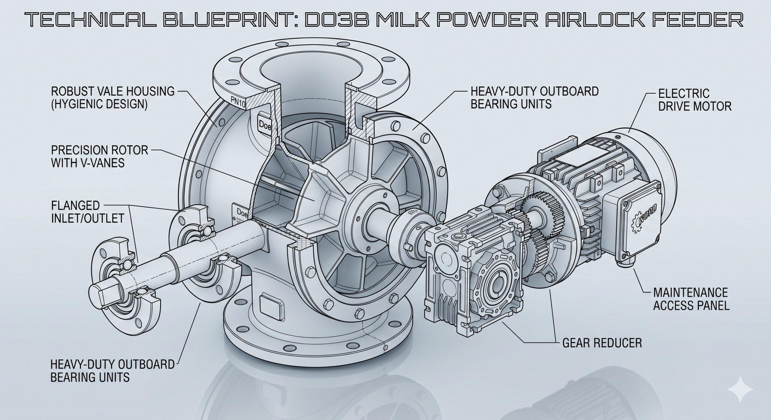 Quick-Clean Demountable Valve: Doebritz Milk Powder Airlock Feeder | Sanitary Processing Standard - Image 3