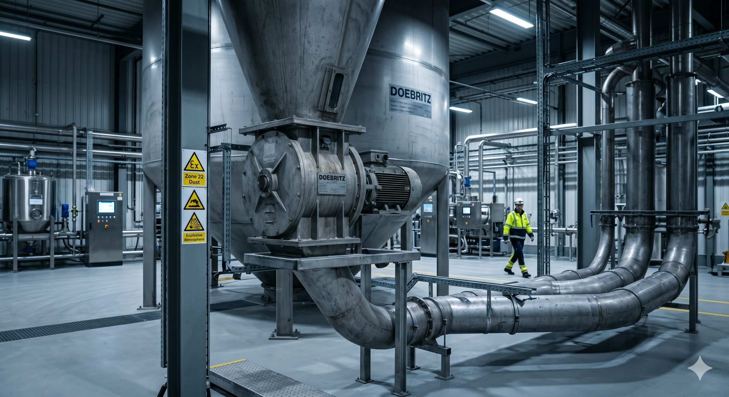 ATEX Zone 20/21 Compliant Valve: Doebritz Stainless Steel with Tungsten Carbide Coating Airlock Feeder | Certified Explosion Safety for Abrasive Powders scenario 1