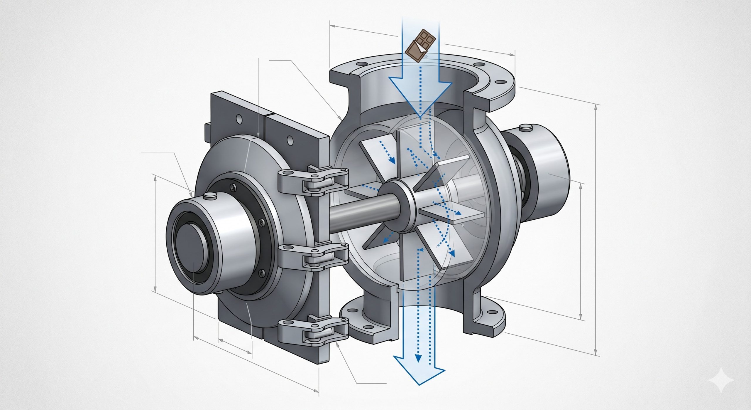 Quick-Clean Demountable Valve: Doebritz Chocolate Quick-release airlock valve | Sanitary Processing Standard with ATEX Ready Option - Image 3