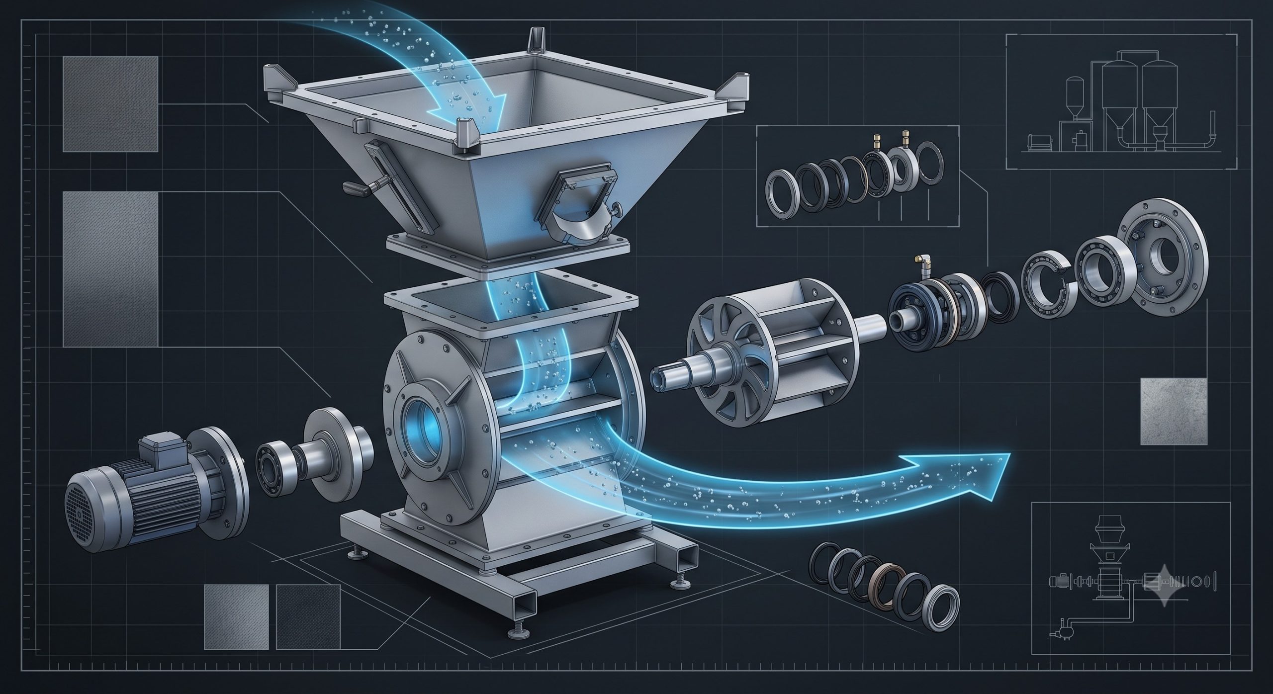 ATEX Zone 20/21 Compliant Valve: Doebritz Ton Bag Discharging System | Certified Explosion Safety with Precision Machined Rotor & Minimal Leakage scenario 2