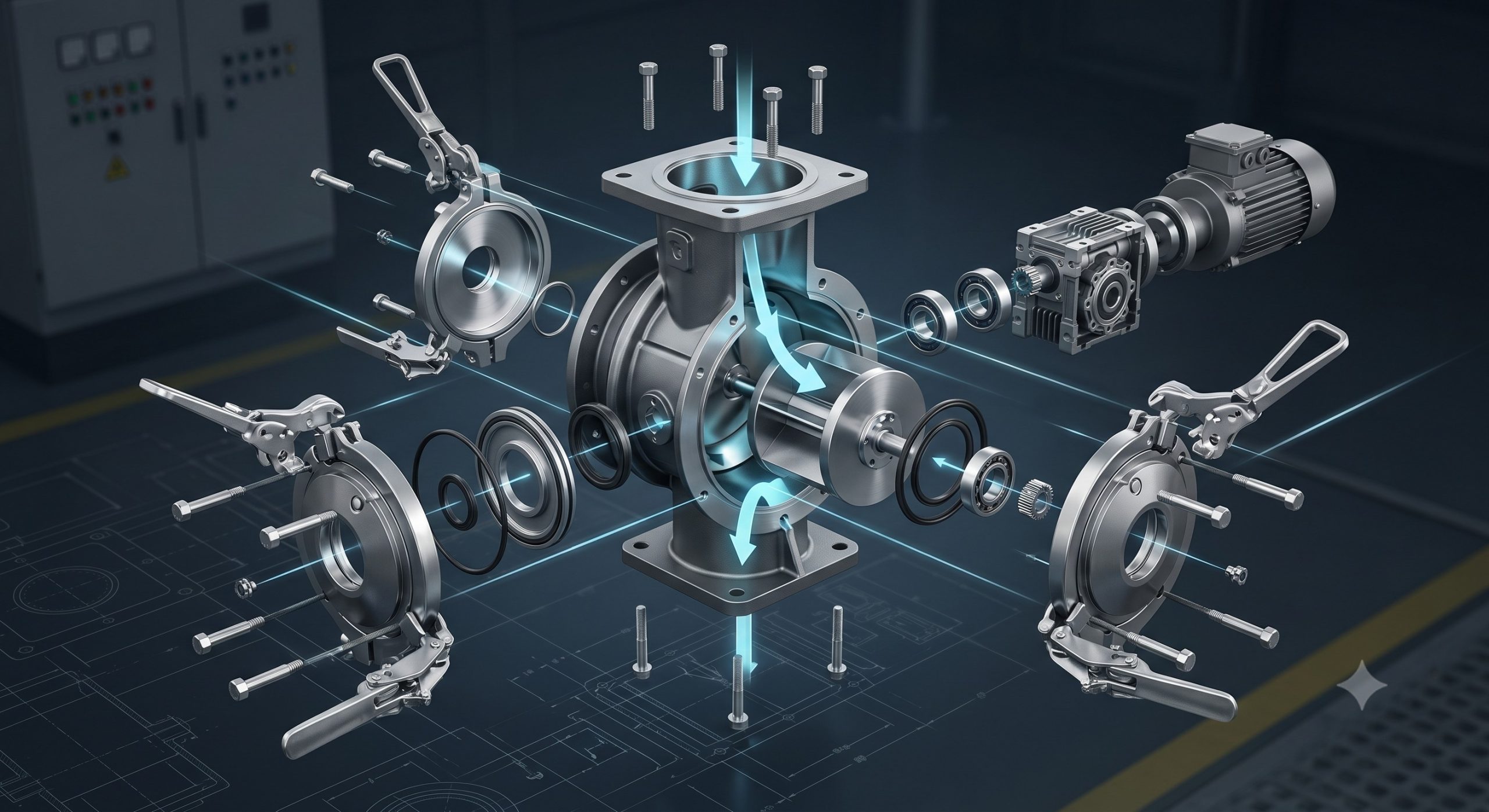 Doebritz Oat Flakes Quick-Release Airlock Valve: Heavy-Duty Stainless Steel, ATEX Zone 22, Minimal Air Leakage for Food Processing scenario 2