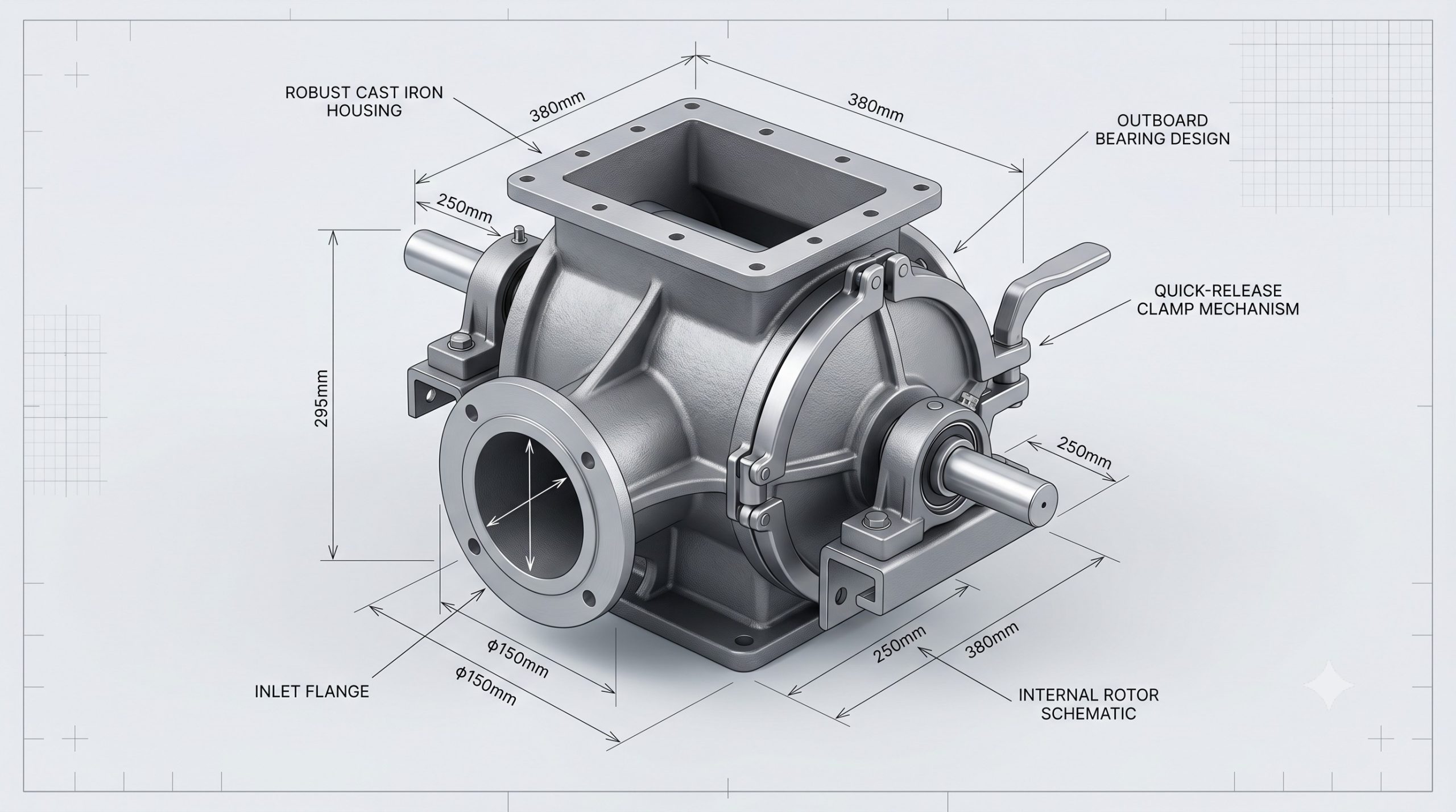 Doebritz Coffee Quick-Release Airlock Valve | Hygienic Stainless Steel 316L & ATEX Zone 20 Ready | Minimal Air Leakage <0.2mm - Image 3