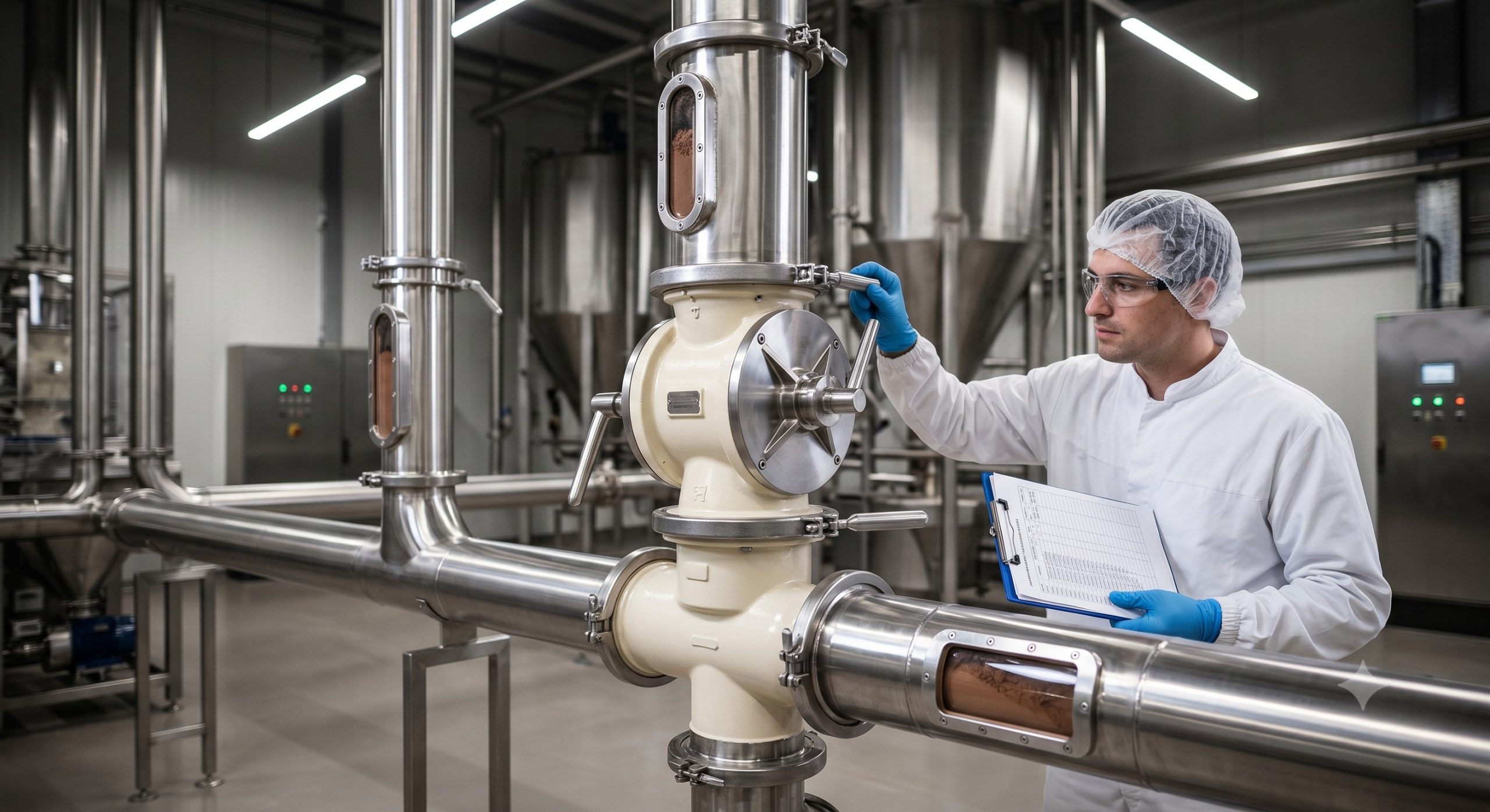 Quick-Clean Demountable Valve: Doebritz Chocolate Quick-release airlock valve | Sanitary Processing Standard with ATEX Ready Option scenario 1