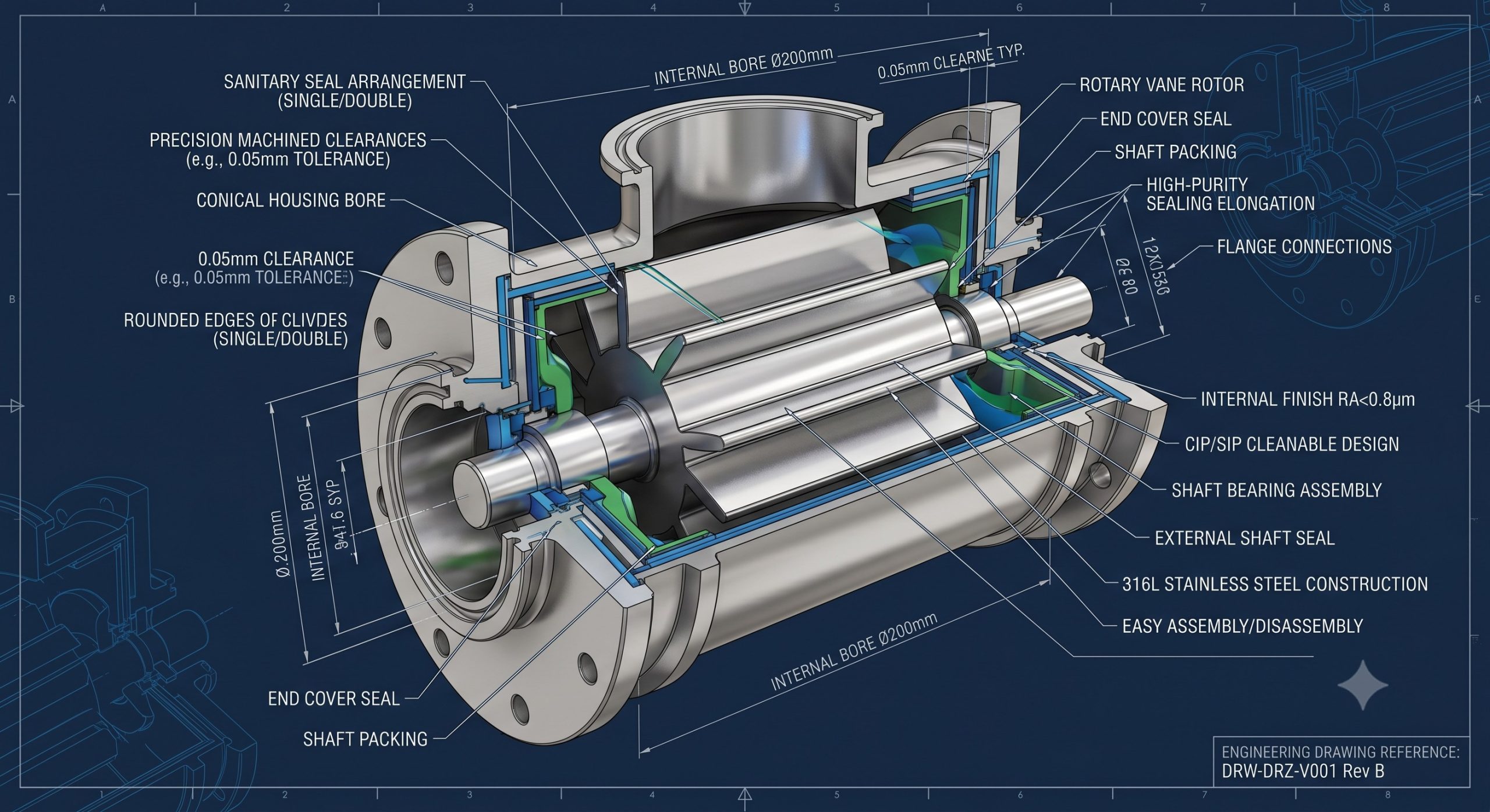 FDA Compliance in Material Handling: Quick-Clean and Demountable Starch Quick-release airlock valve details