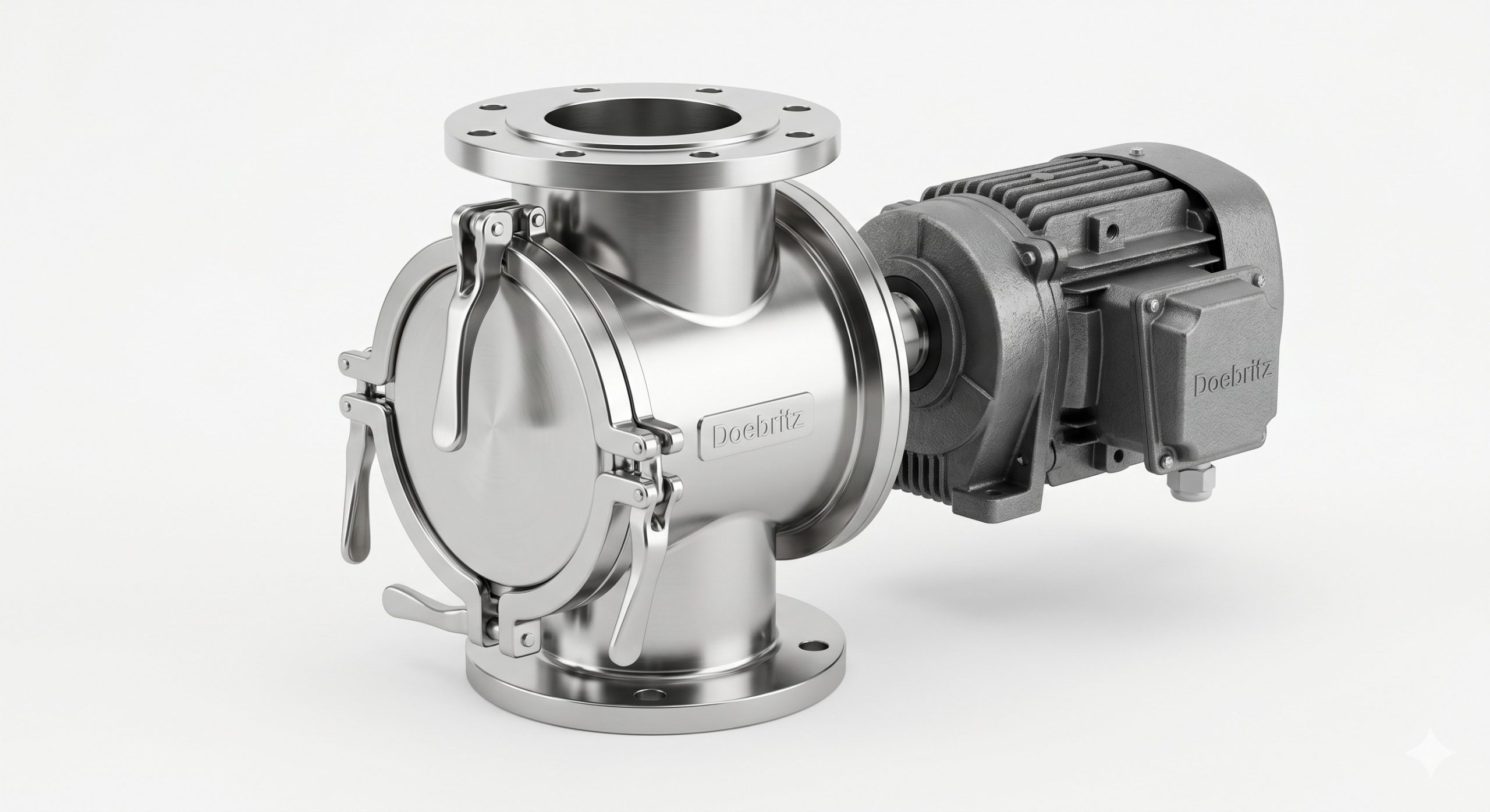 Quick-Clean Demountable Valve: Doebritz Chocolate Quick-release airlock valve | Sanitary Processing Standard with ATEX Ready Option