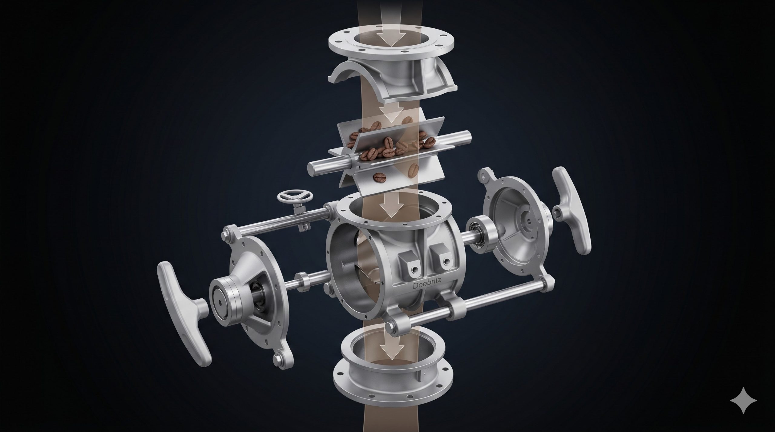 Quick-Clean Demountable Valve: Doebritz Coffee Quick-release rotary valve | Sanitary Processing Standard for Hygienic Coffee Handling scenario 2