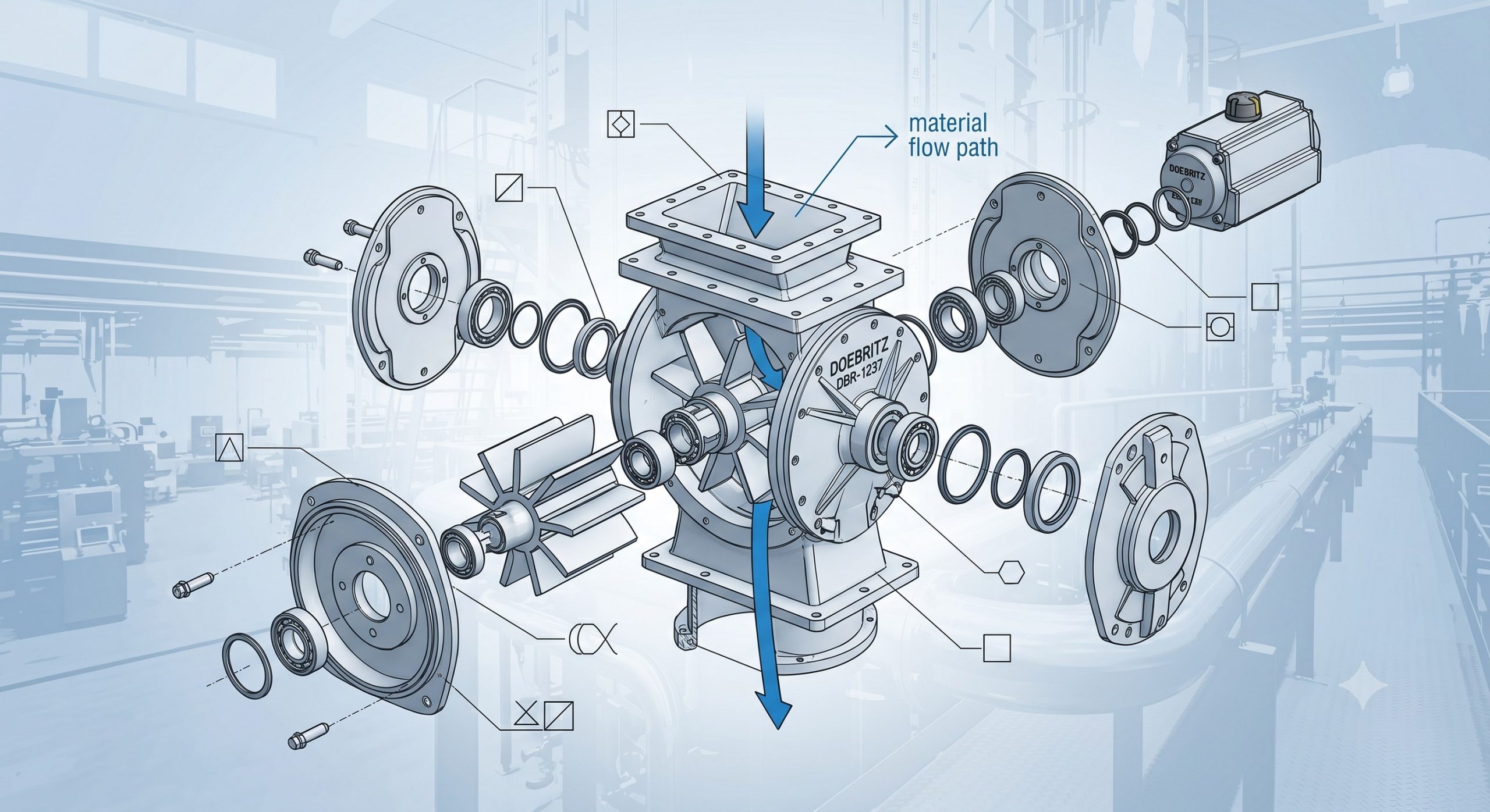 Sanitary Processing Star Discharge Valve: Doebritz Protein Powder Airlock | Quick-Clean Demountable Standard scenario 2