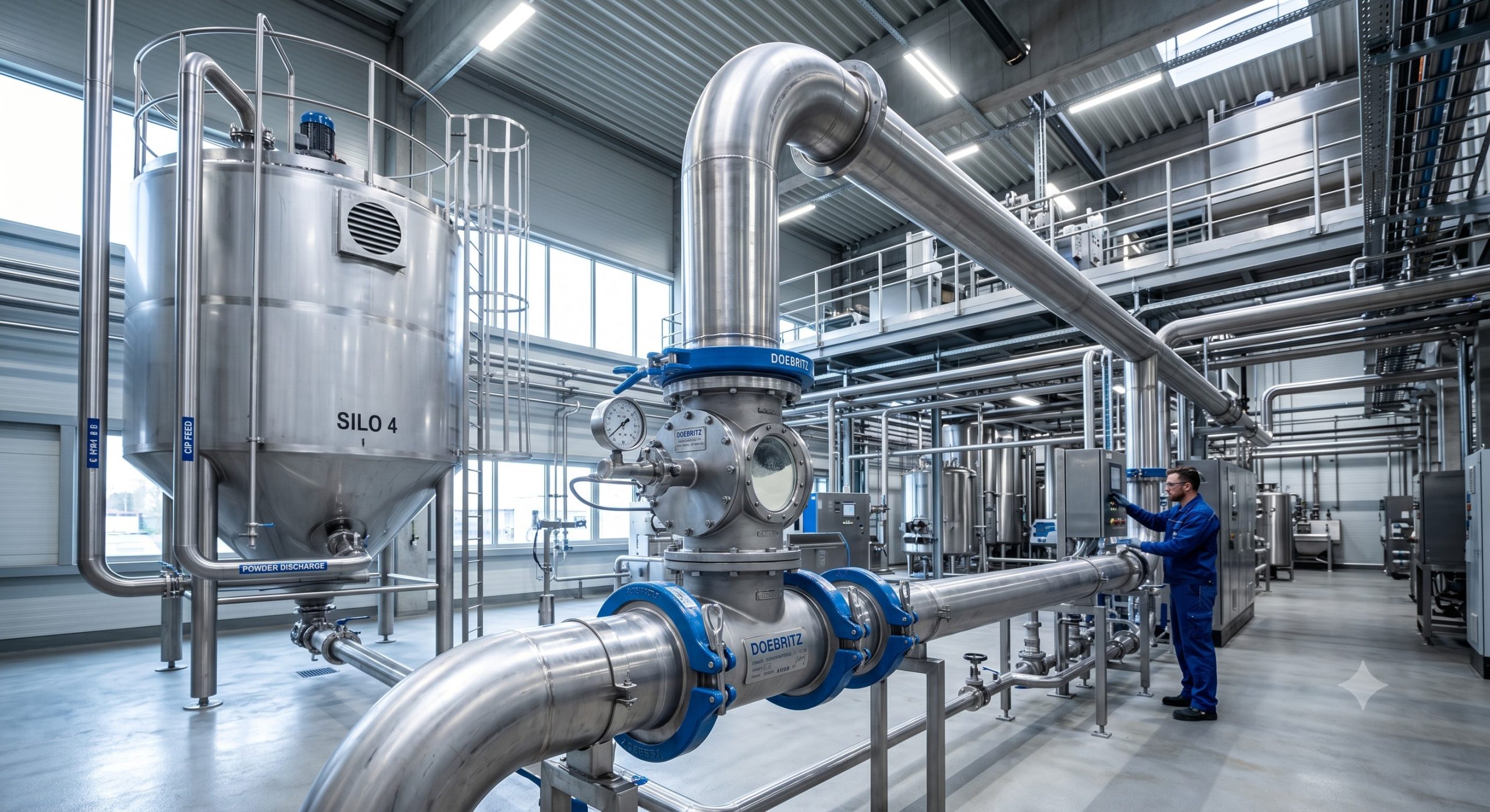 Quick-Clean Demountable Valve: Doebritz Whole/Skim Milk Powder Quick-release Airlock Valve | Sanitary Processing Standard scenario 1