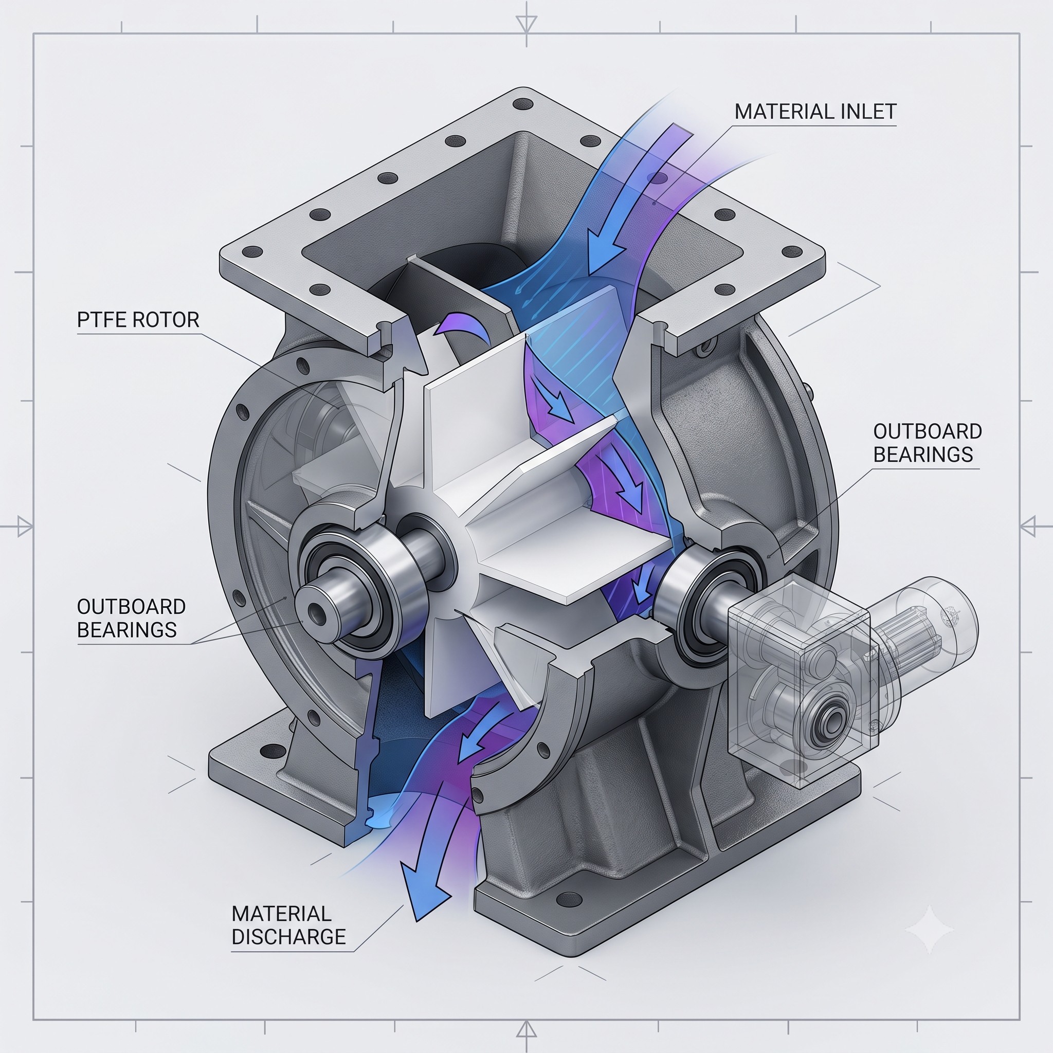 Doebritz PTFE Star discharge valve | Heavy-Duty Rotary Airlock Valve with PTFE Lining & ATEX Certification - Image 3