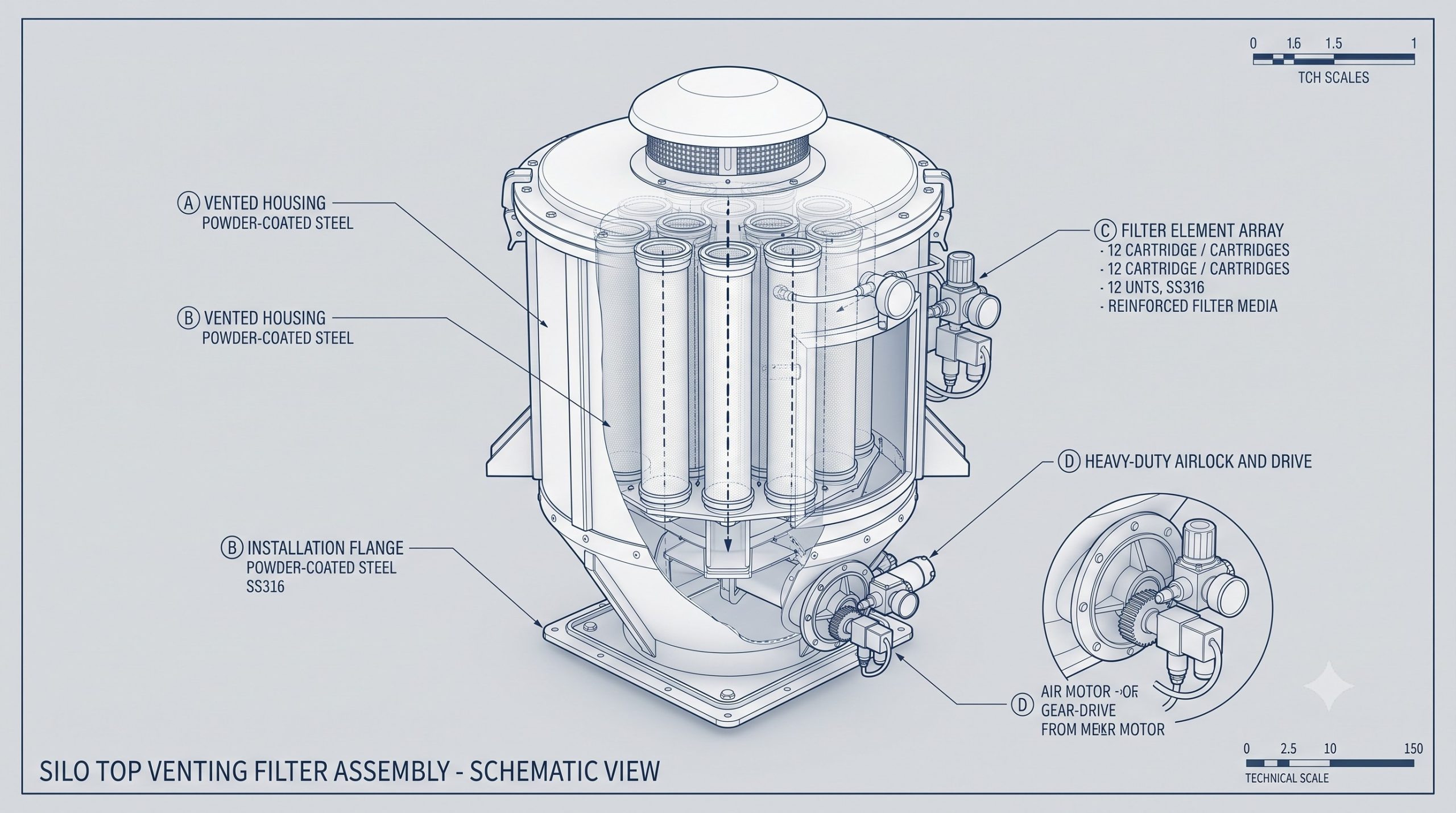 ATEX Zone 20/21 Compliant Valve: Doebritz Silo Top Venting Filter | Certified Explosion Safety for Dust Collection - Image 3