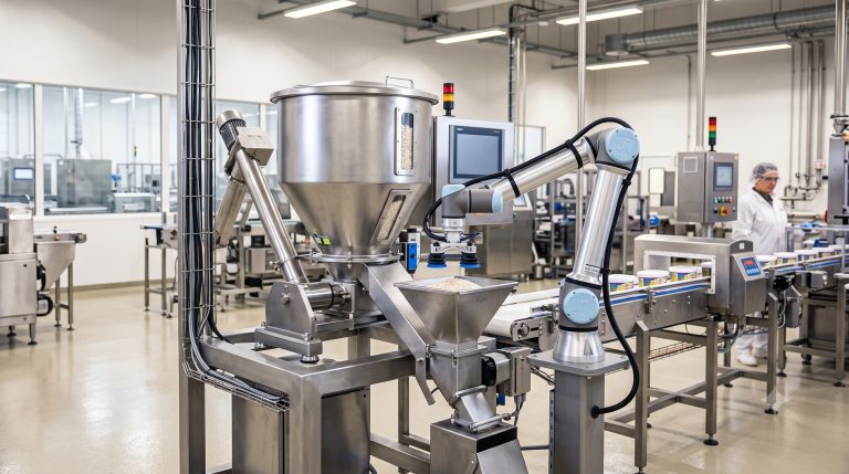 Collaborative Robotic Feeding Stations: Sanitary Integration, ATEX Compliance, and Volumetric Efficiency with Doebritz Rotary Valves