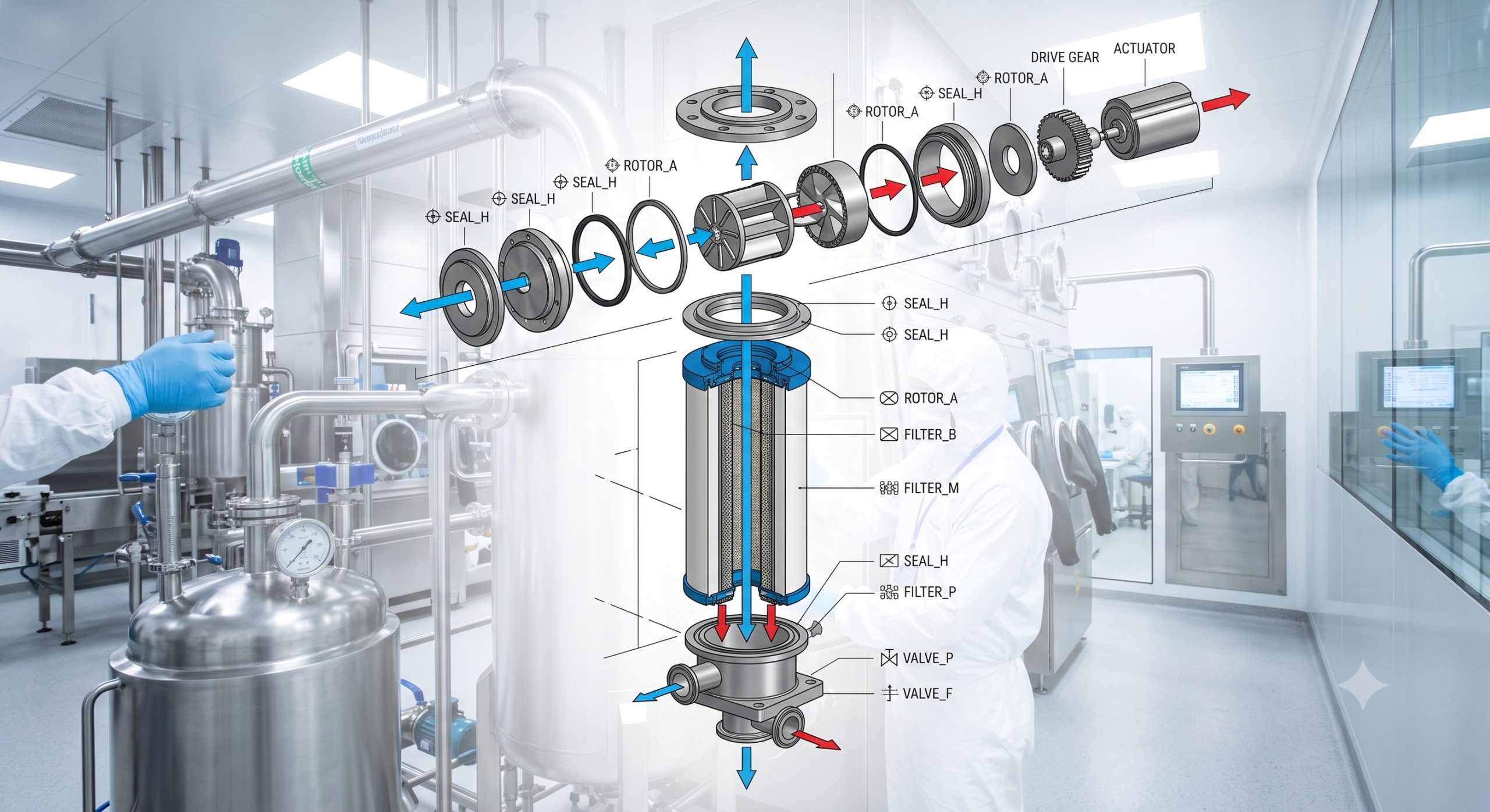 Quick-Clean Demountable Valve: Doebritz cleanroom sanitary filter | Sanitary Processing Standard scenario 2